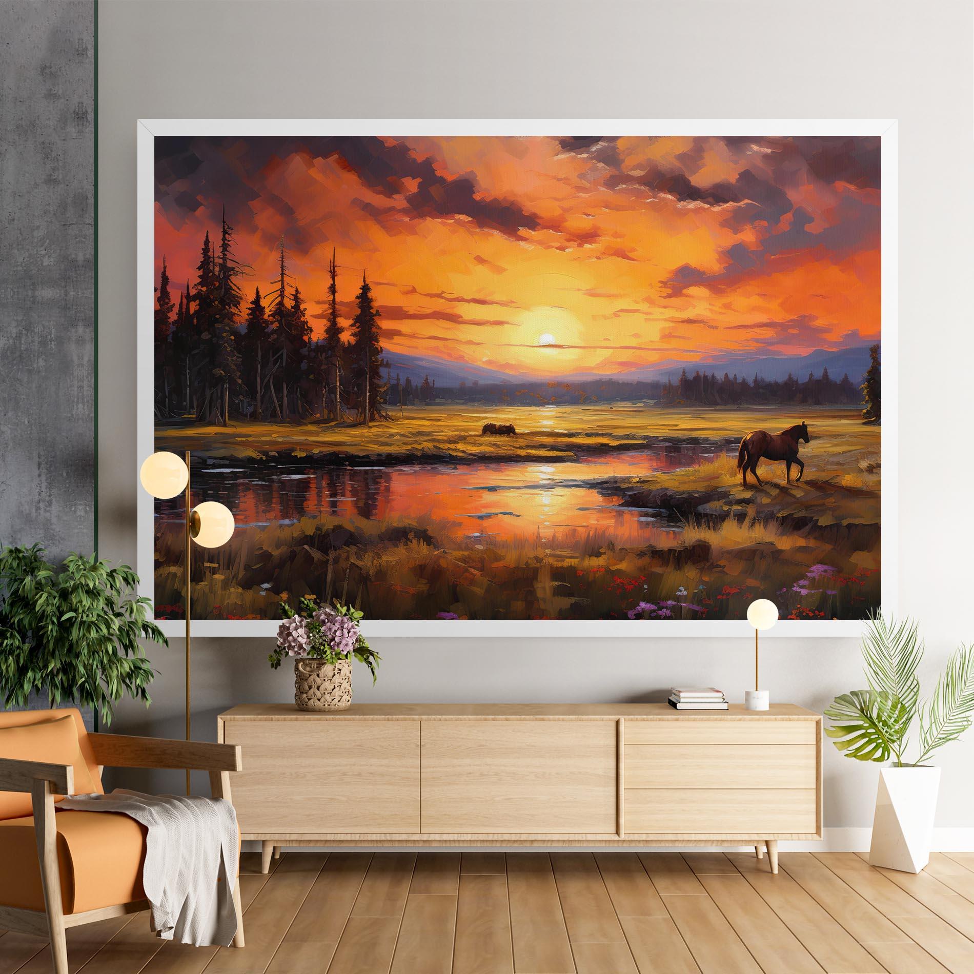 Vászonkép Wild Horses Painting mockup 9