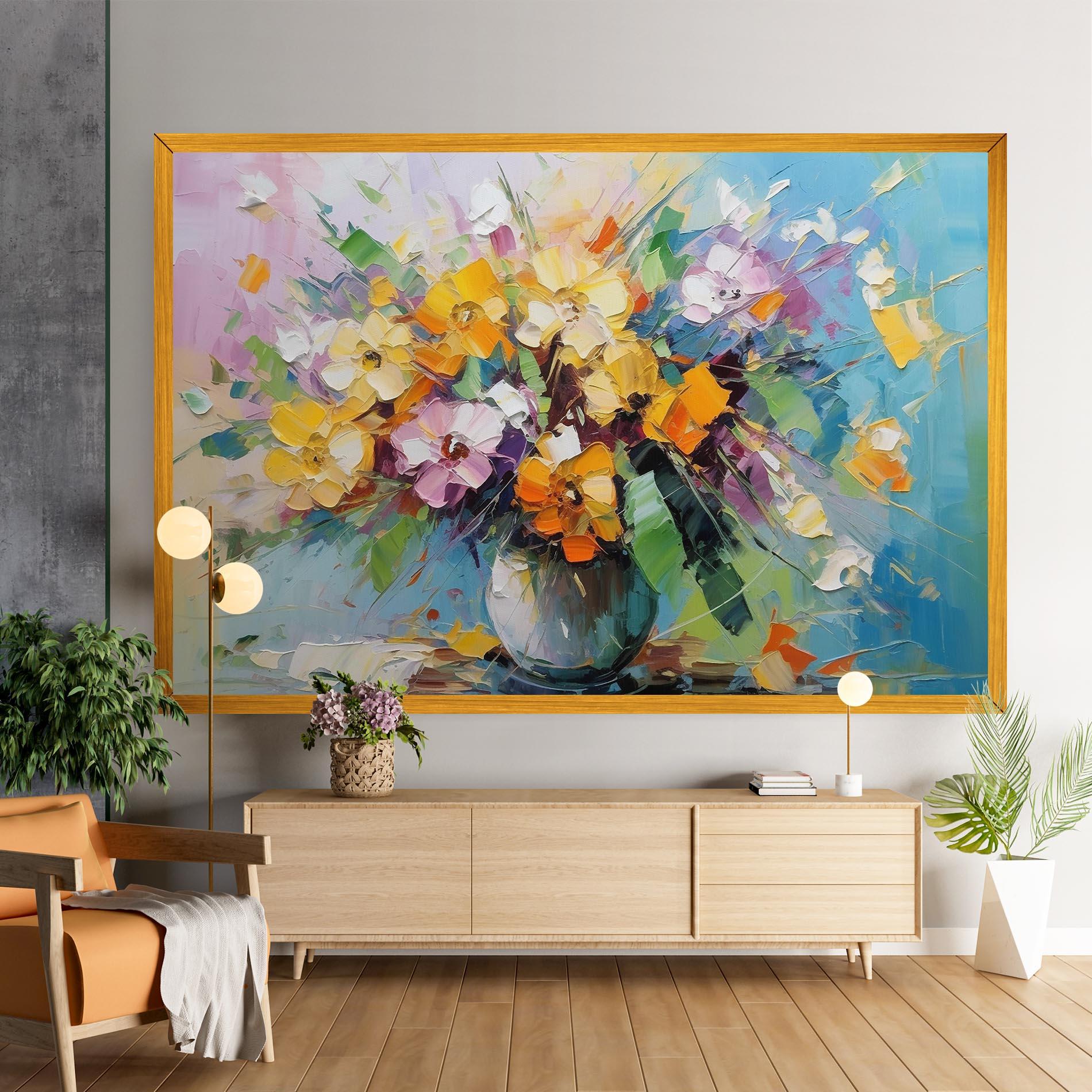 Vászonkép Colorfull Flowers Painting mockup 9
