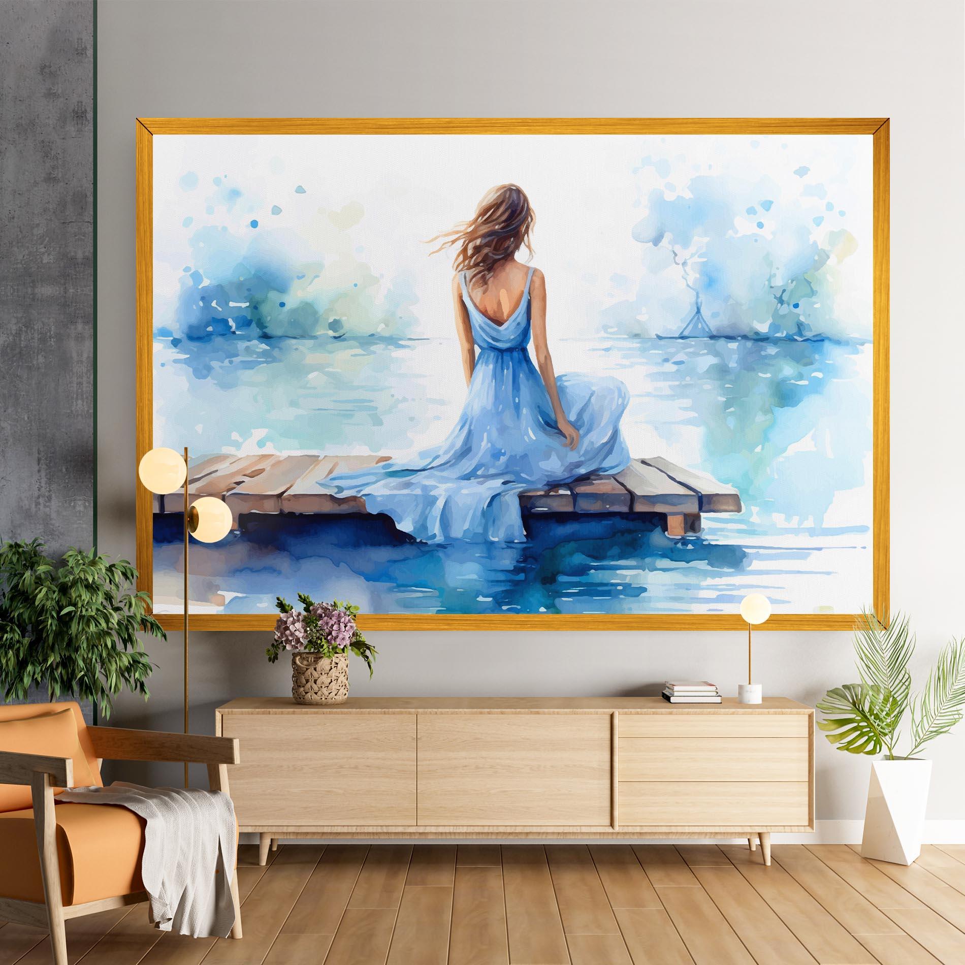 Vászonkép Lake Blue Woman mockup 9