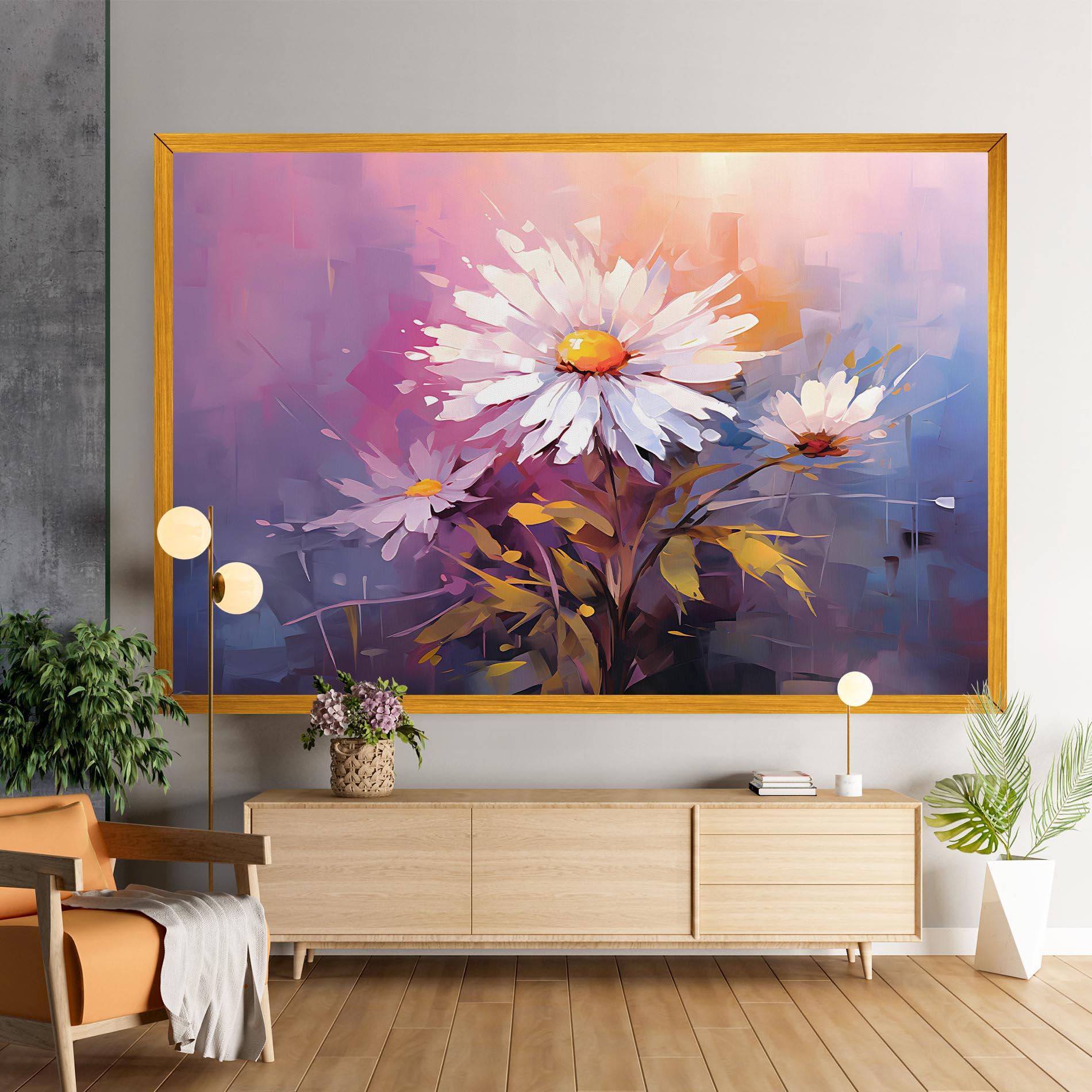 Vászonkép White Flower On Purple mockup 9