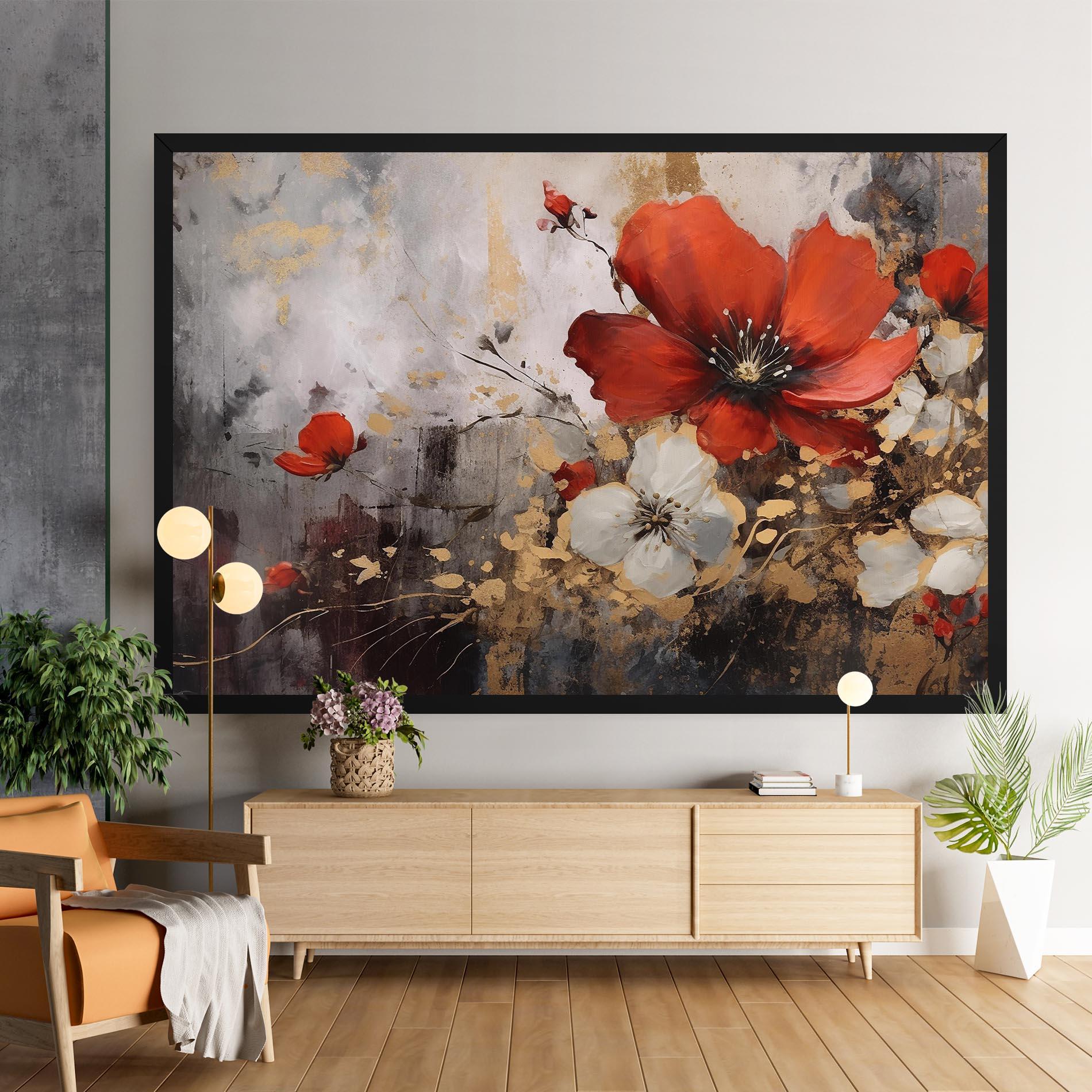 Vászonkép Red Poppy Painting mockup 9