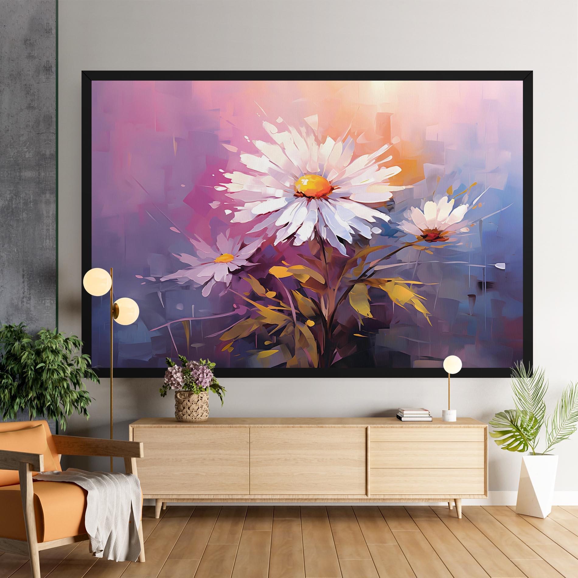 Vászonkép White Flower On Purple mockup 9