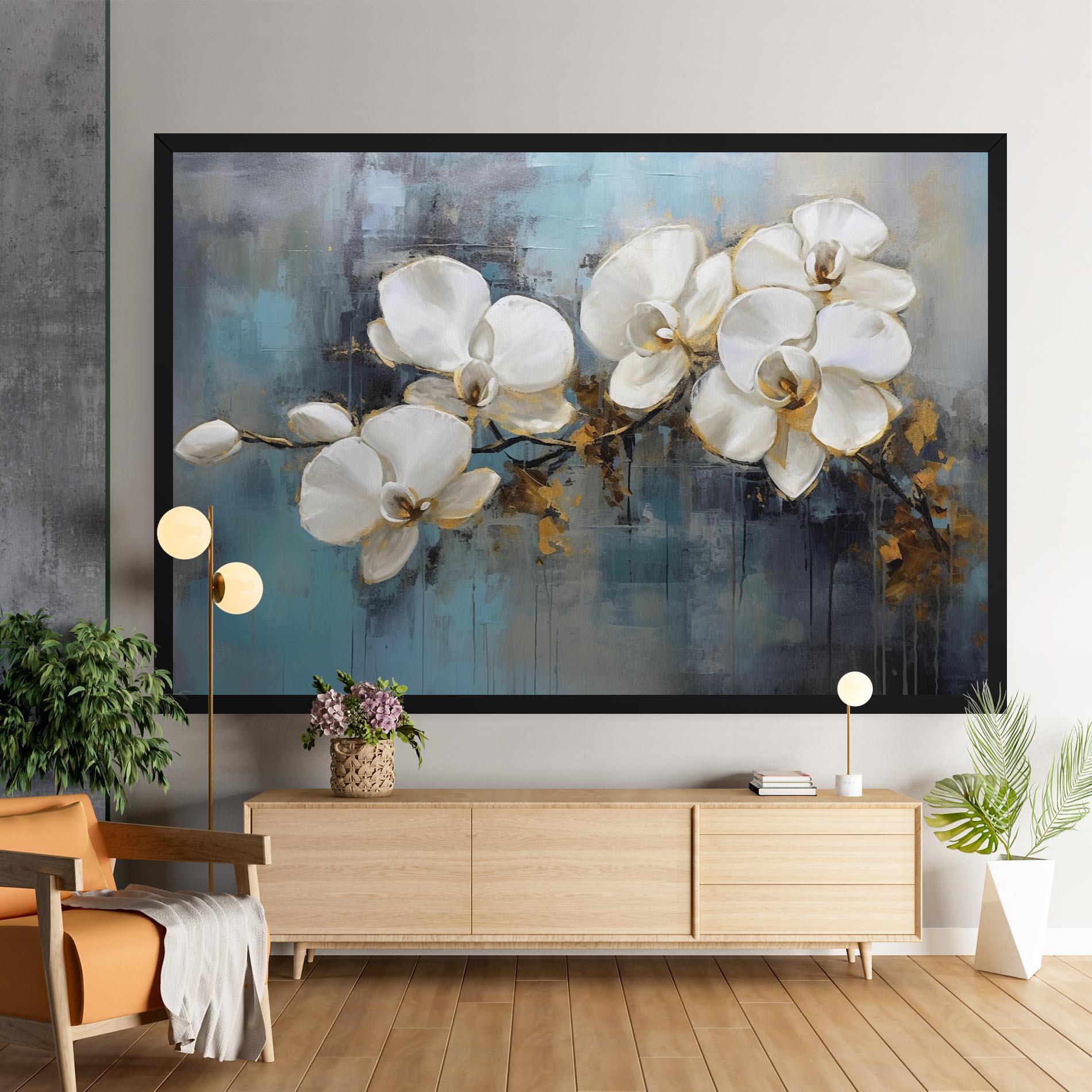 Vászonkép White Orchids Painting mockup 9