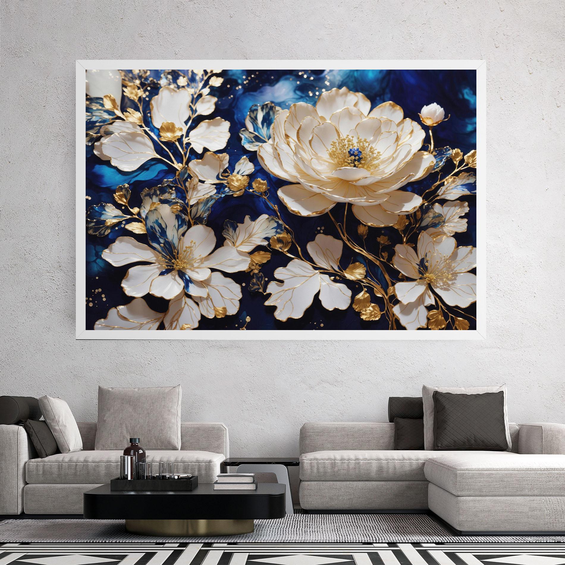 Vászonkép Beautiful Golden White Rose mockup 2