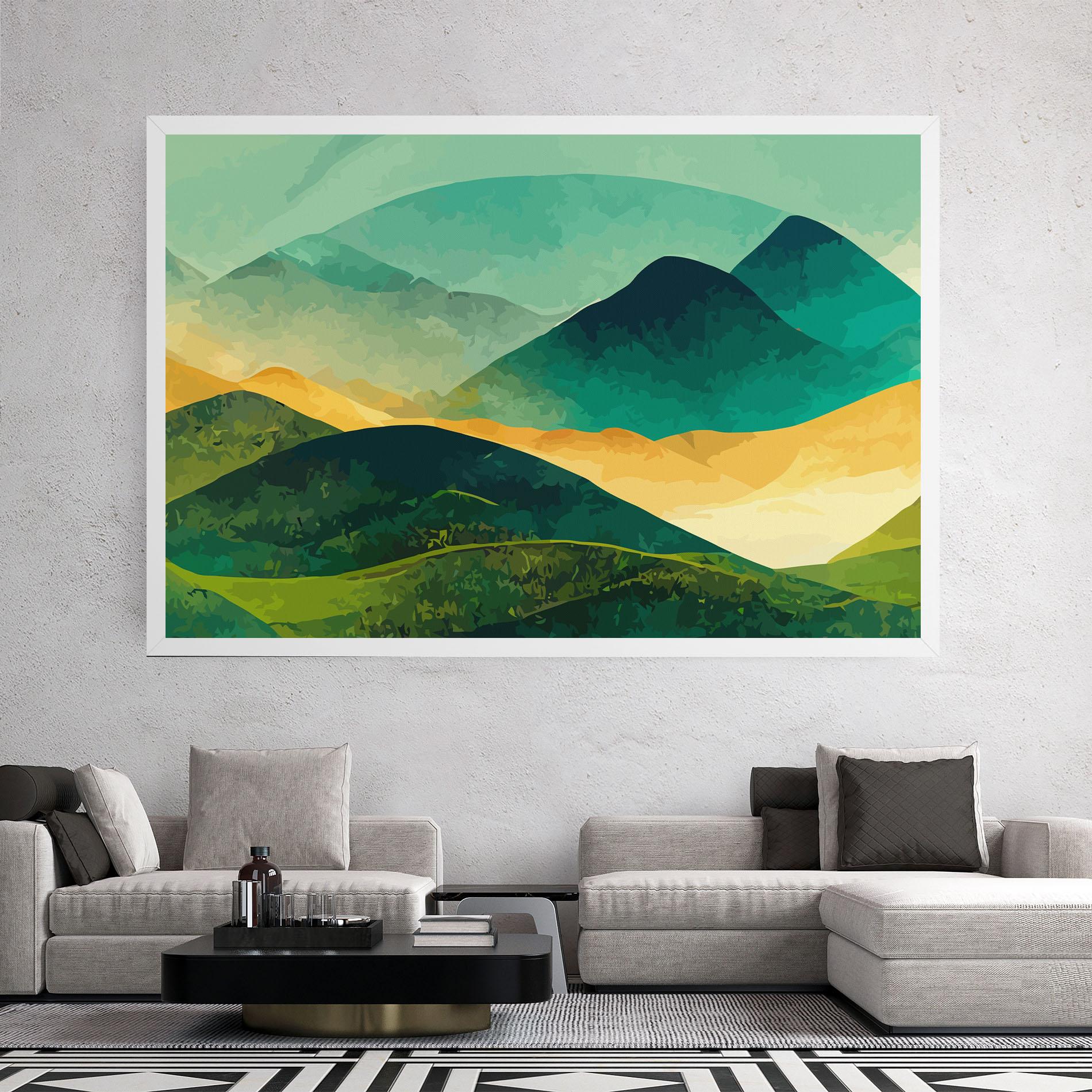 Vászonkép Green Art Mountain mockup 2