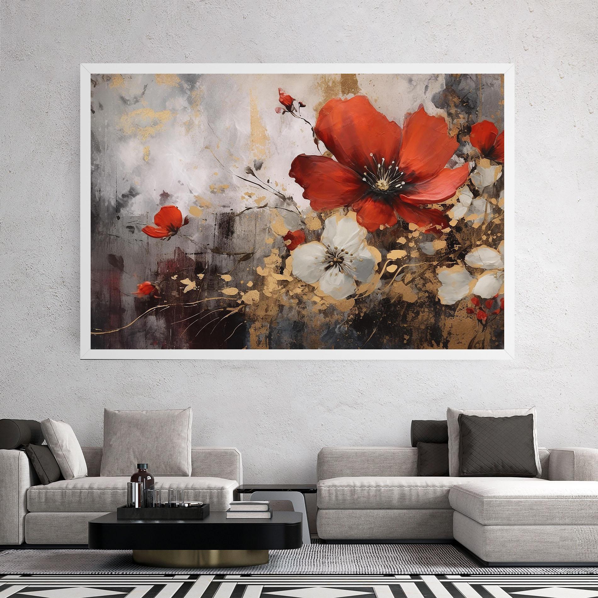 Vászonkép Red Poppy Painting mockup 2