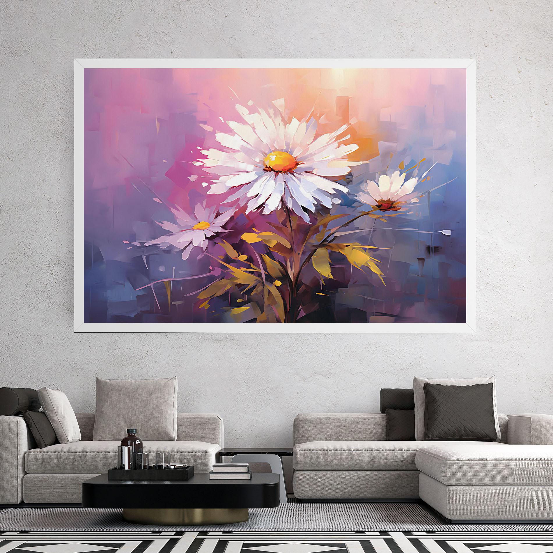 Vászonkép White Flower On Purple mockup 2