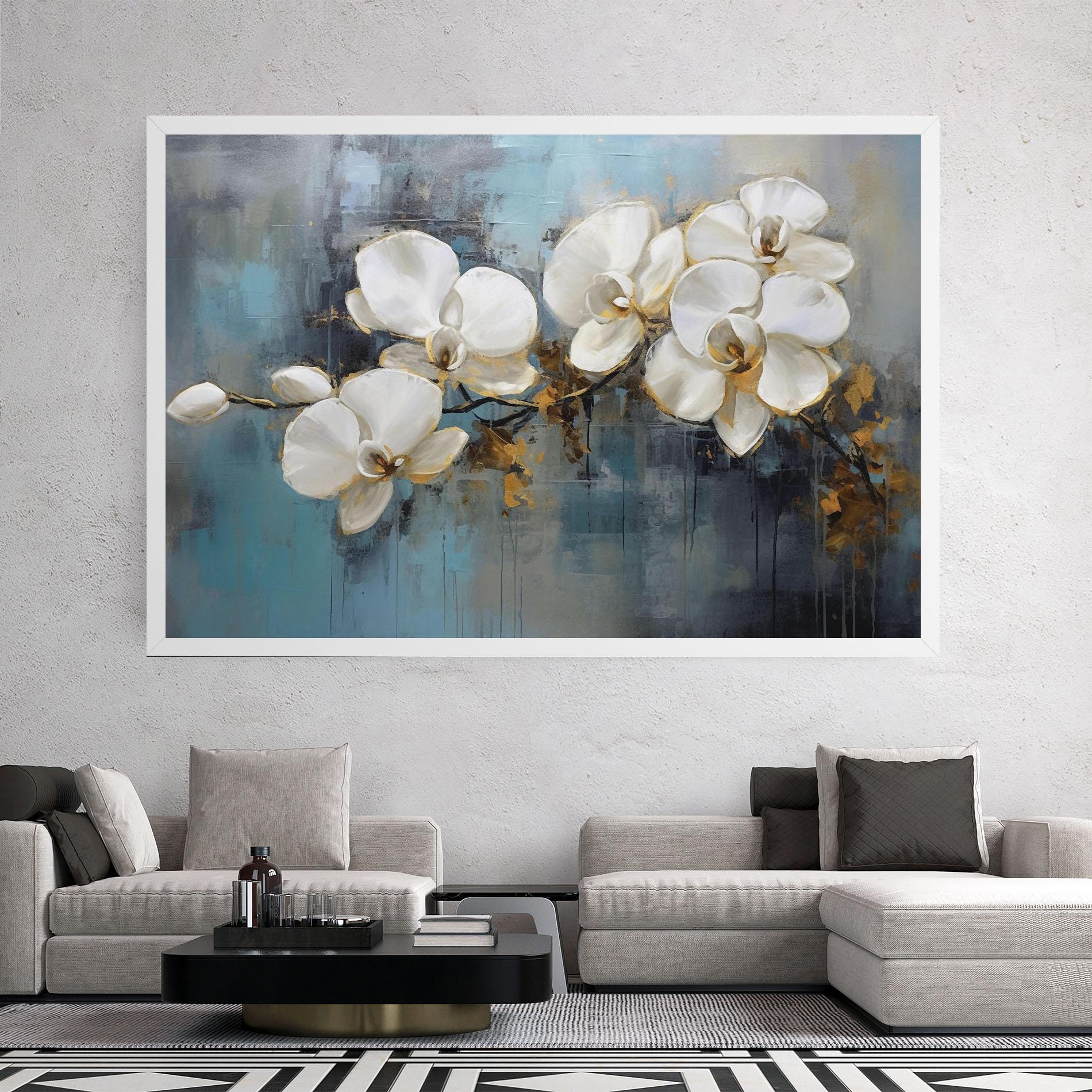 Vászonkép White Orchids Painting mockup 2