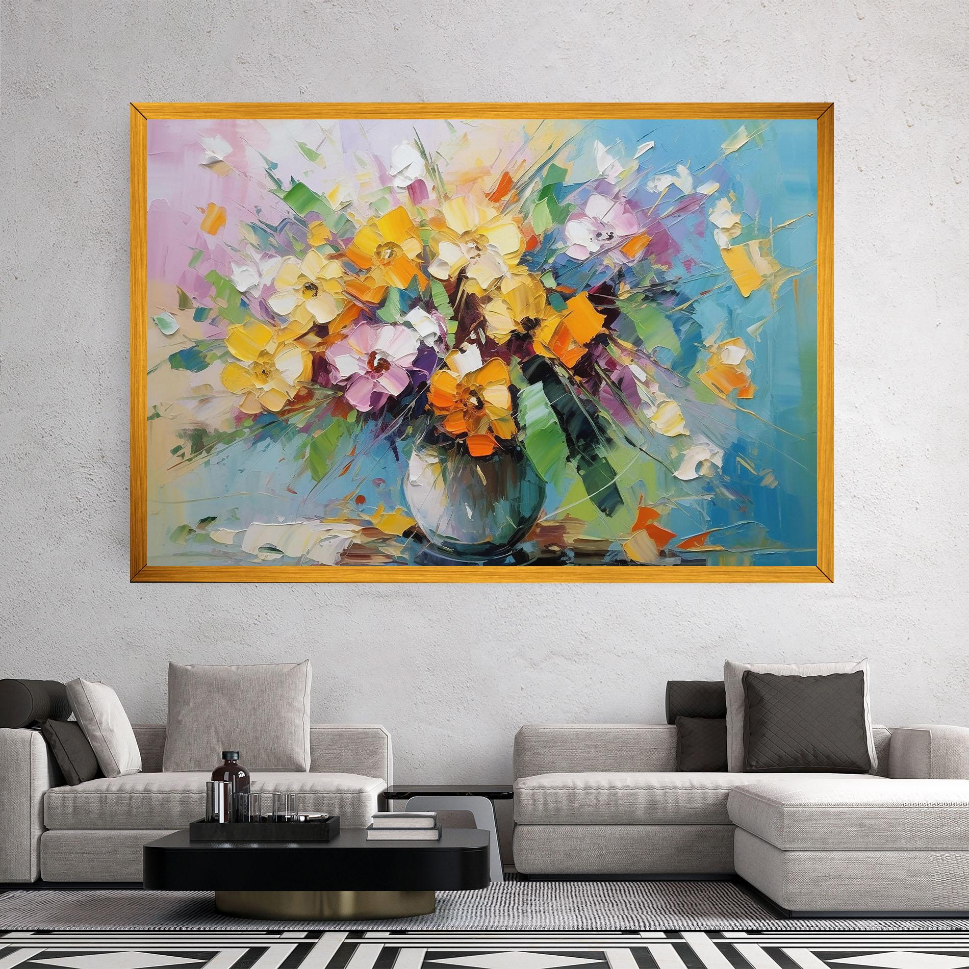 Vászonkép Colorfull Flowers Painting mockup 2