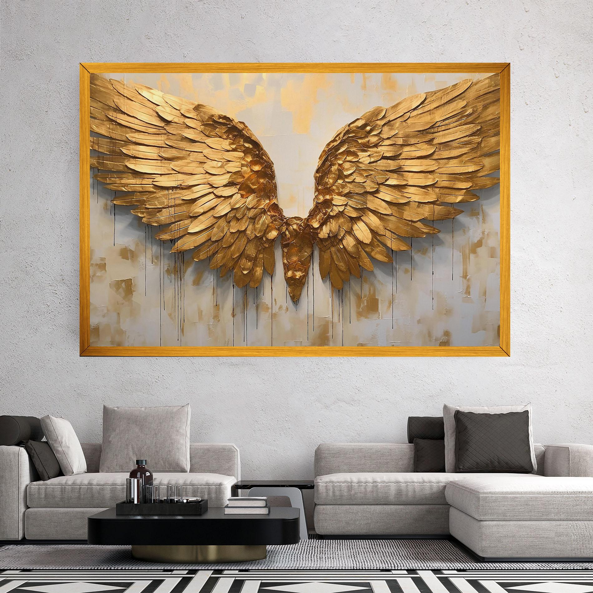 Vászonkép Golden Wings Art mockup 2