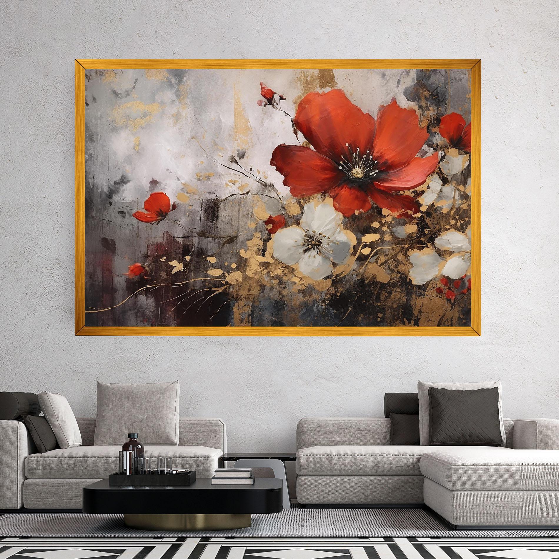 Vászonkép Red Poppy Painting mockup 2