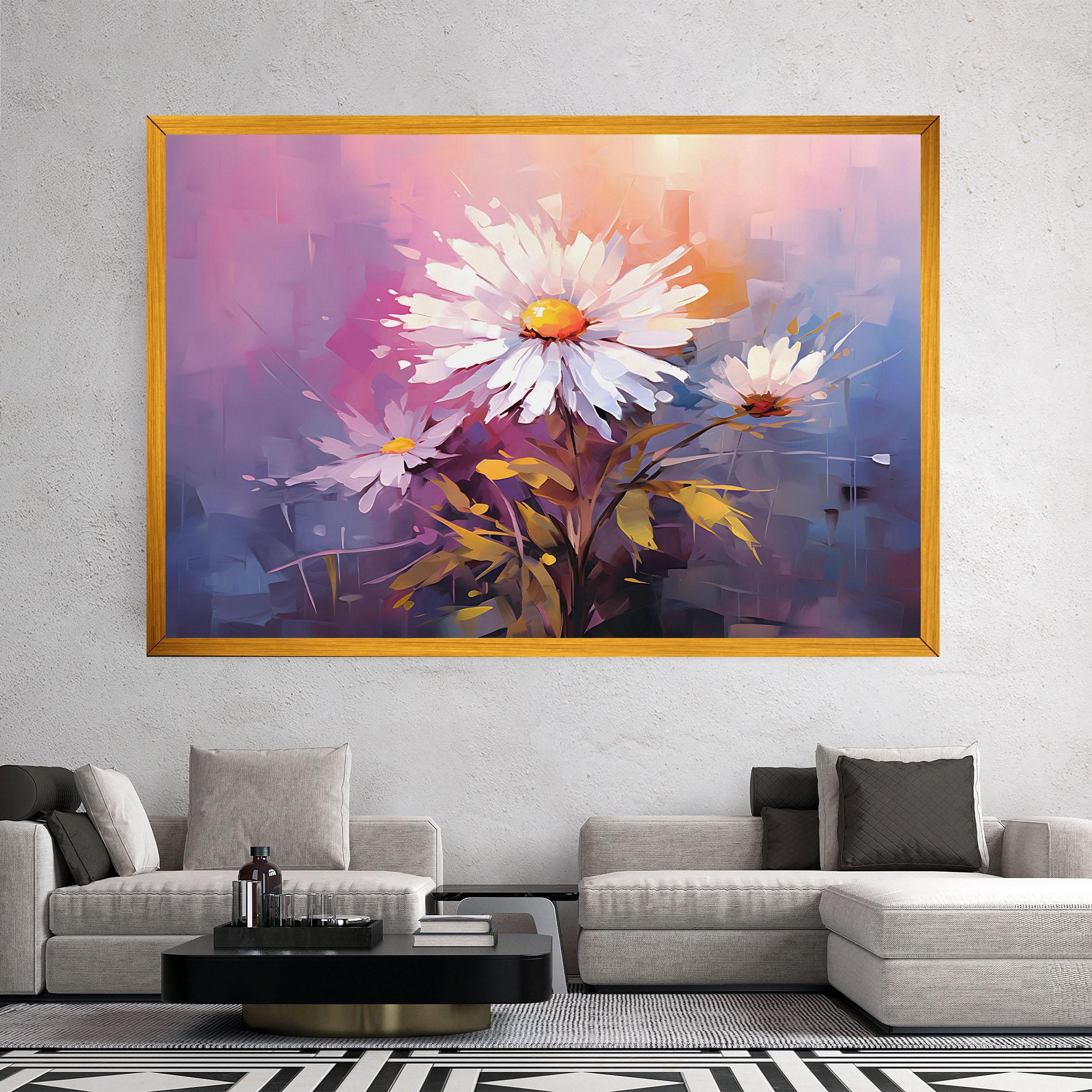 Vászonkép White Flower On Purple mockup 2