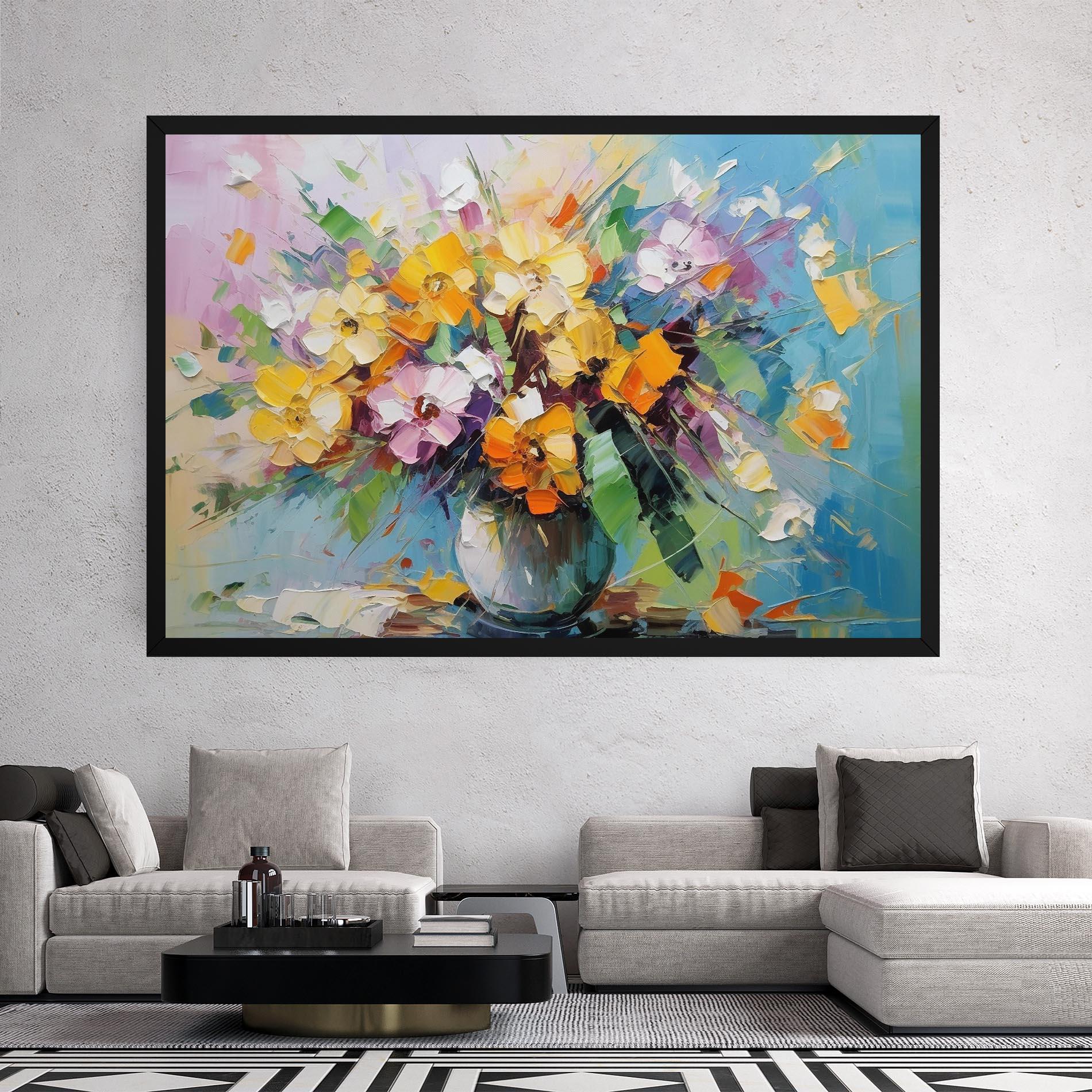 Vászonkép Colorfull Flowers Painting mockup 2