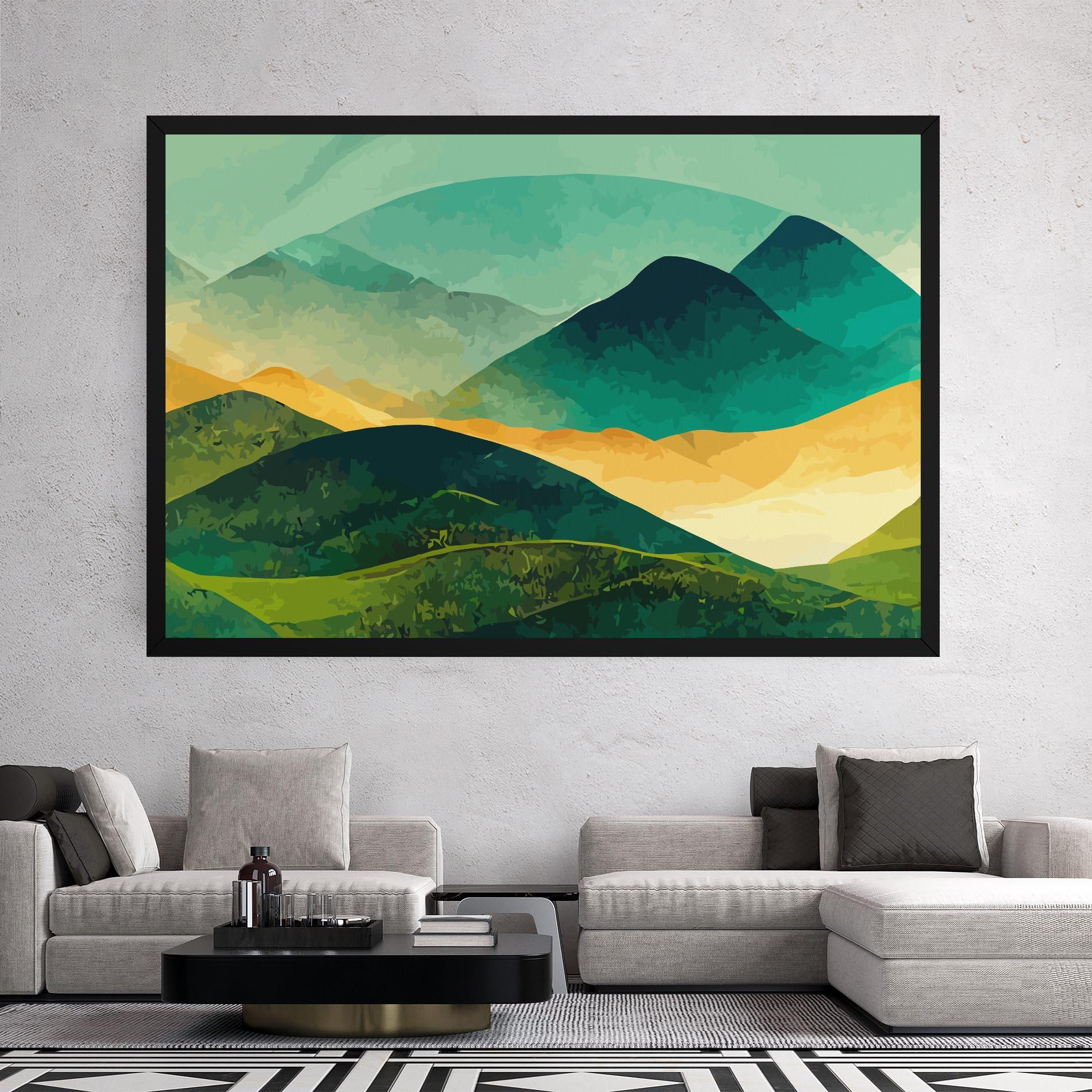 Vászonkép Green Art Mountain mockup 2