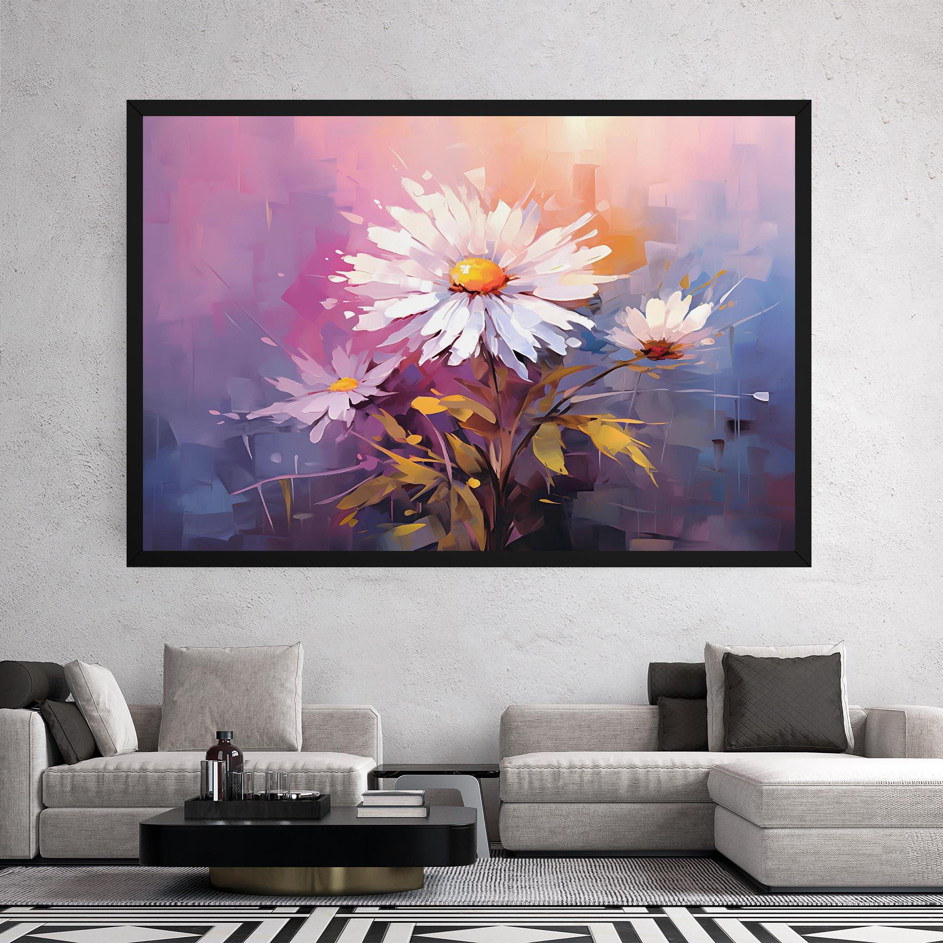 Vászonkép White Flower On Purple mockup 2