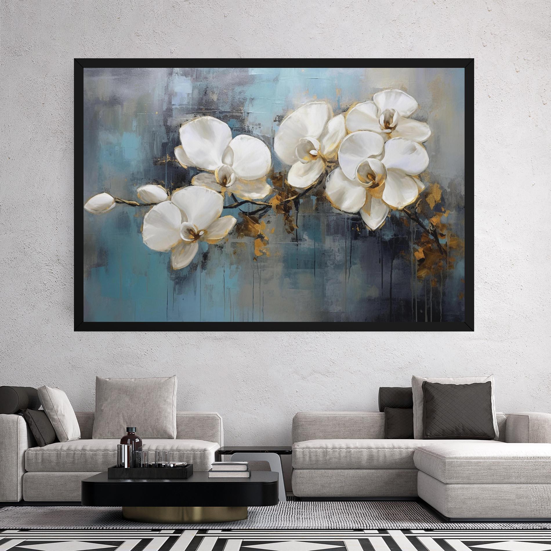 Vászonkép White Orchids Painting mockup 2