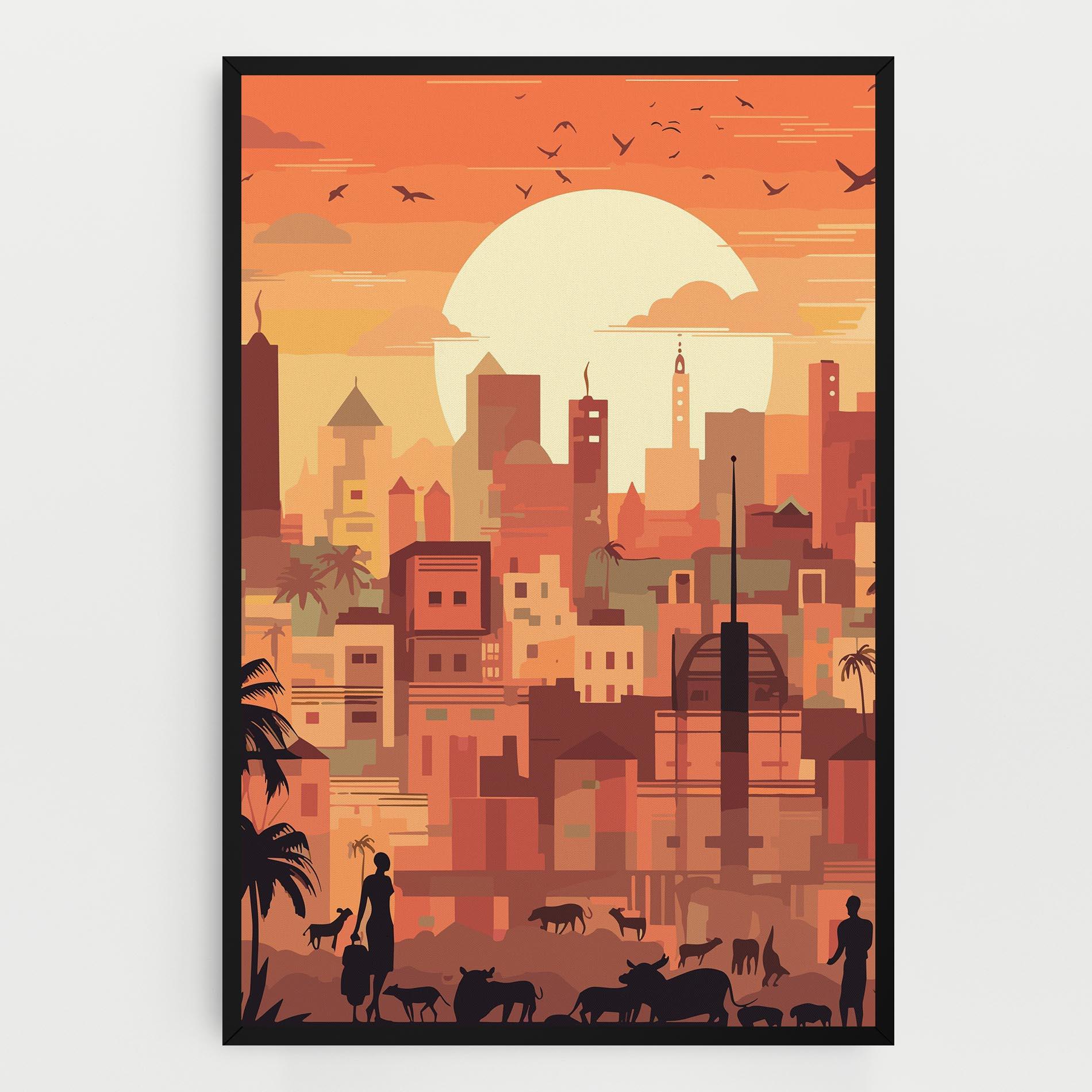 Vászonkép Africa City Sunset mockup 0