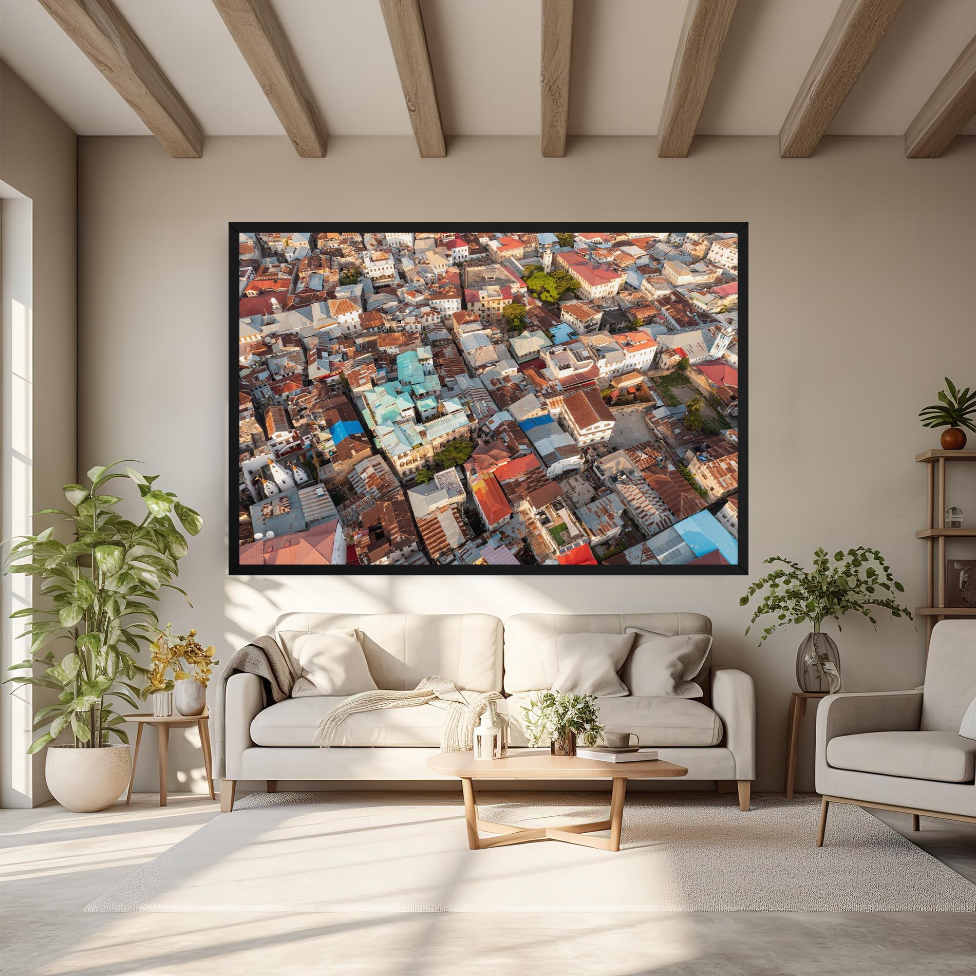 Vászonkép Island Tanzania Buildings mockup 6