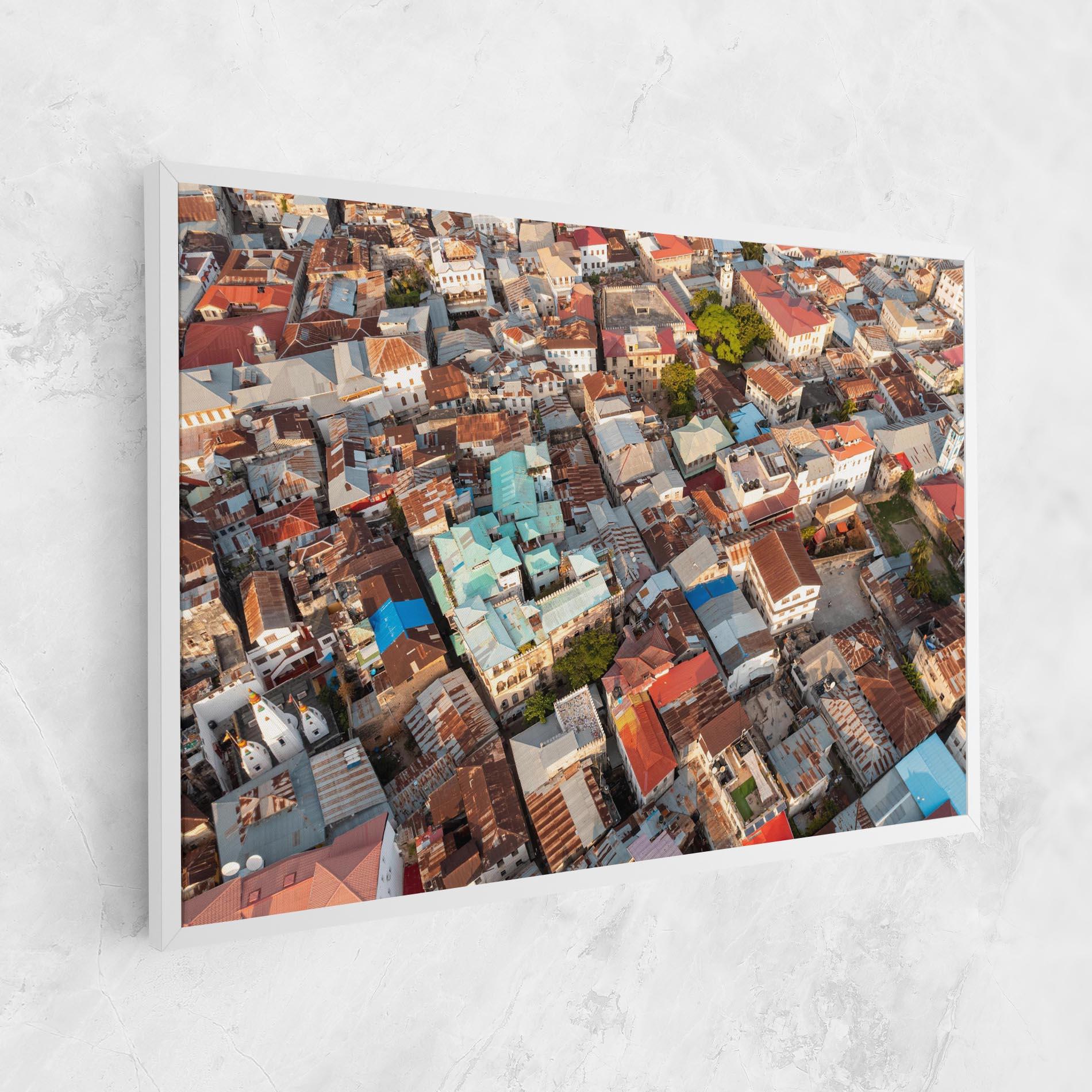 Vászonkép Island Tanzania Buildings mockup 1