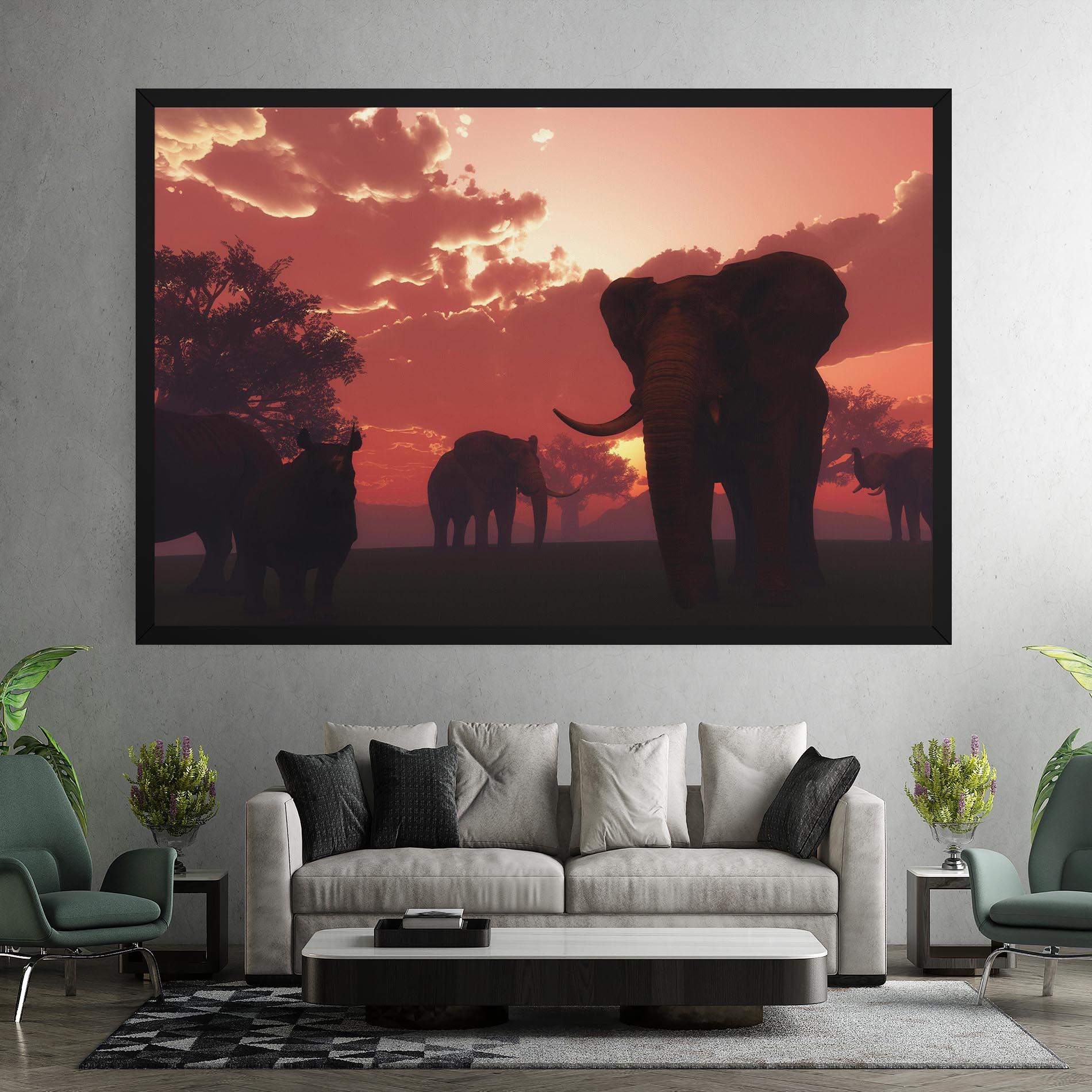 Vászonkép African Elephant View mockup 7