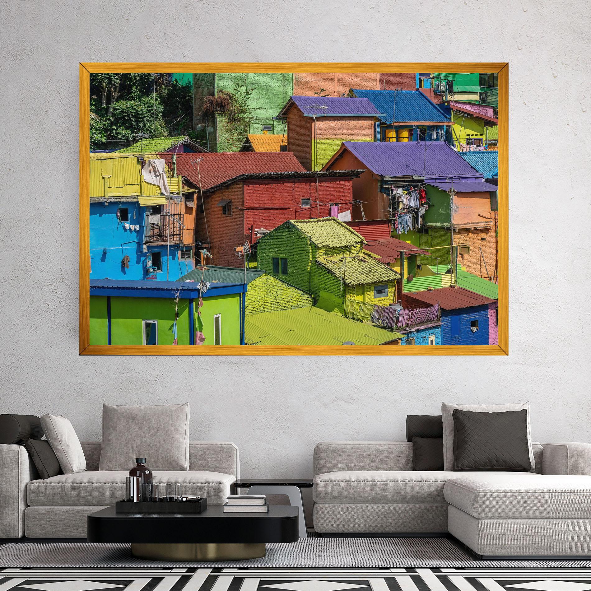 Vászonkép Colorful Small Houses mockup 2