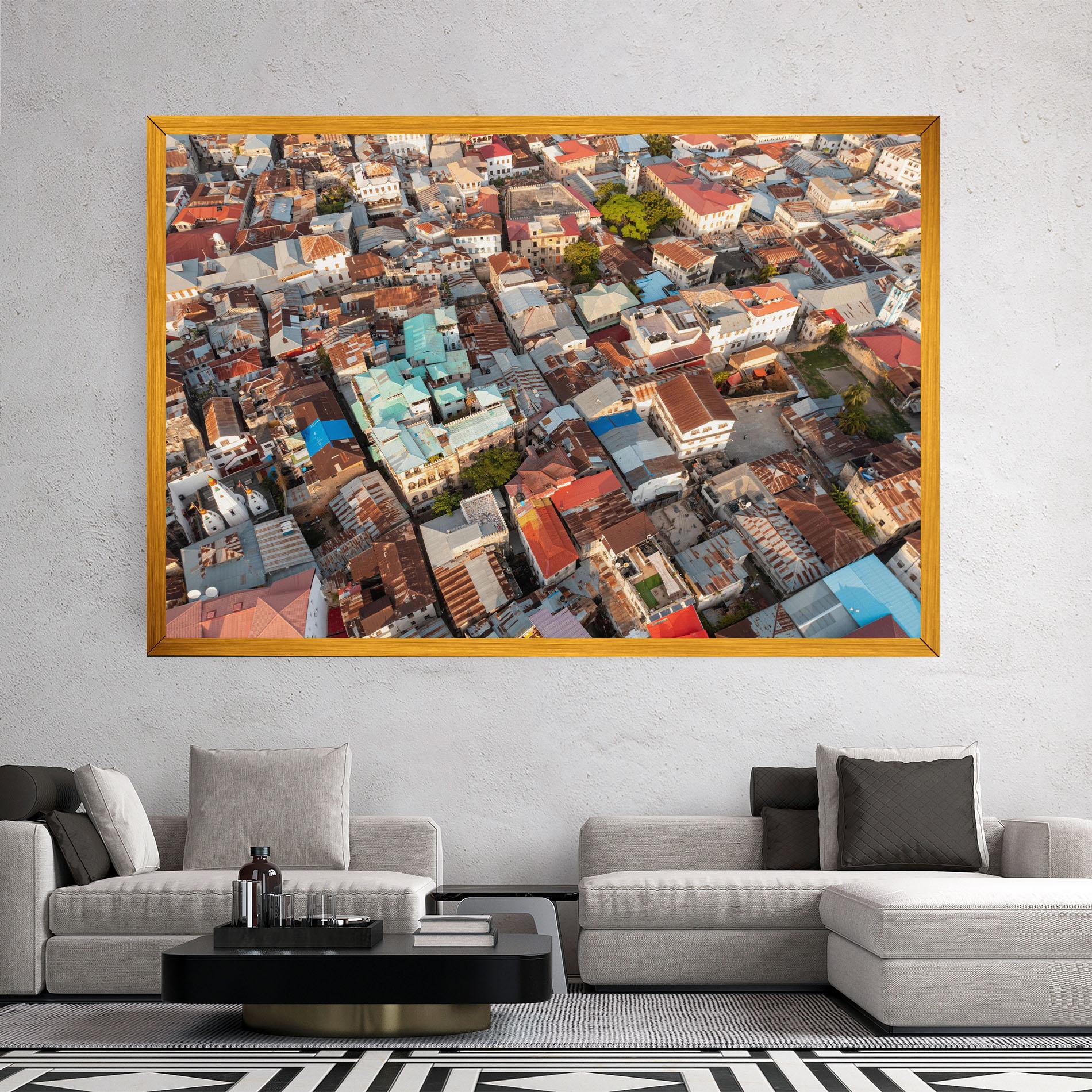 Vászonkép Island Tanzania Buildings mockup 2