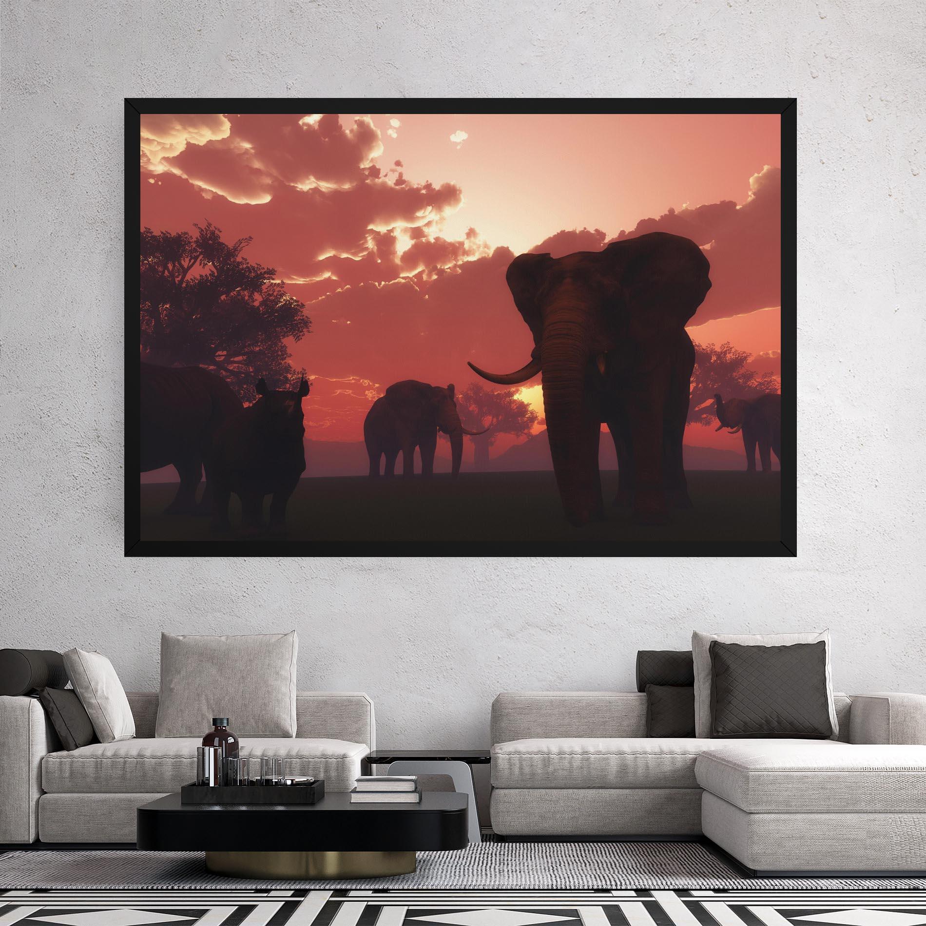 Vászonkép African Elephant View mockup 2