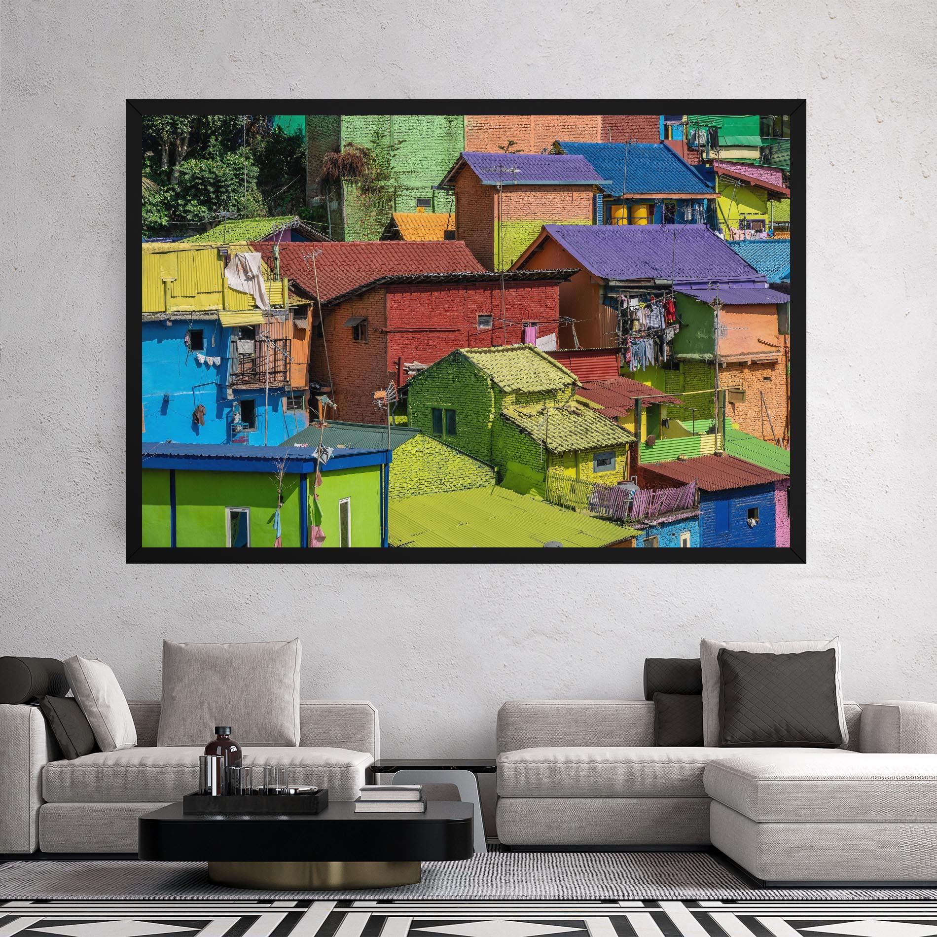 Vászonkép Colorful Small Houses mockup 2