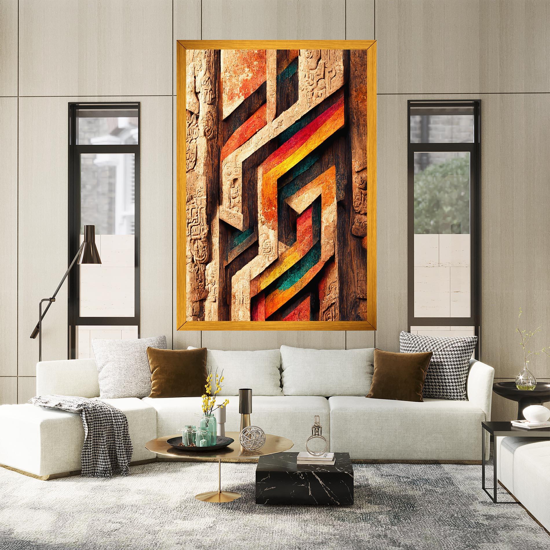 Vászonkép Mayan Style Wood mockup 2