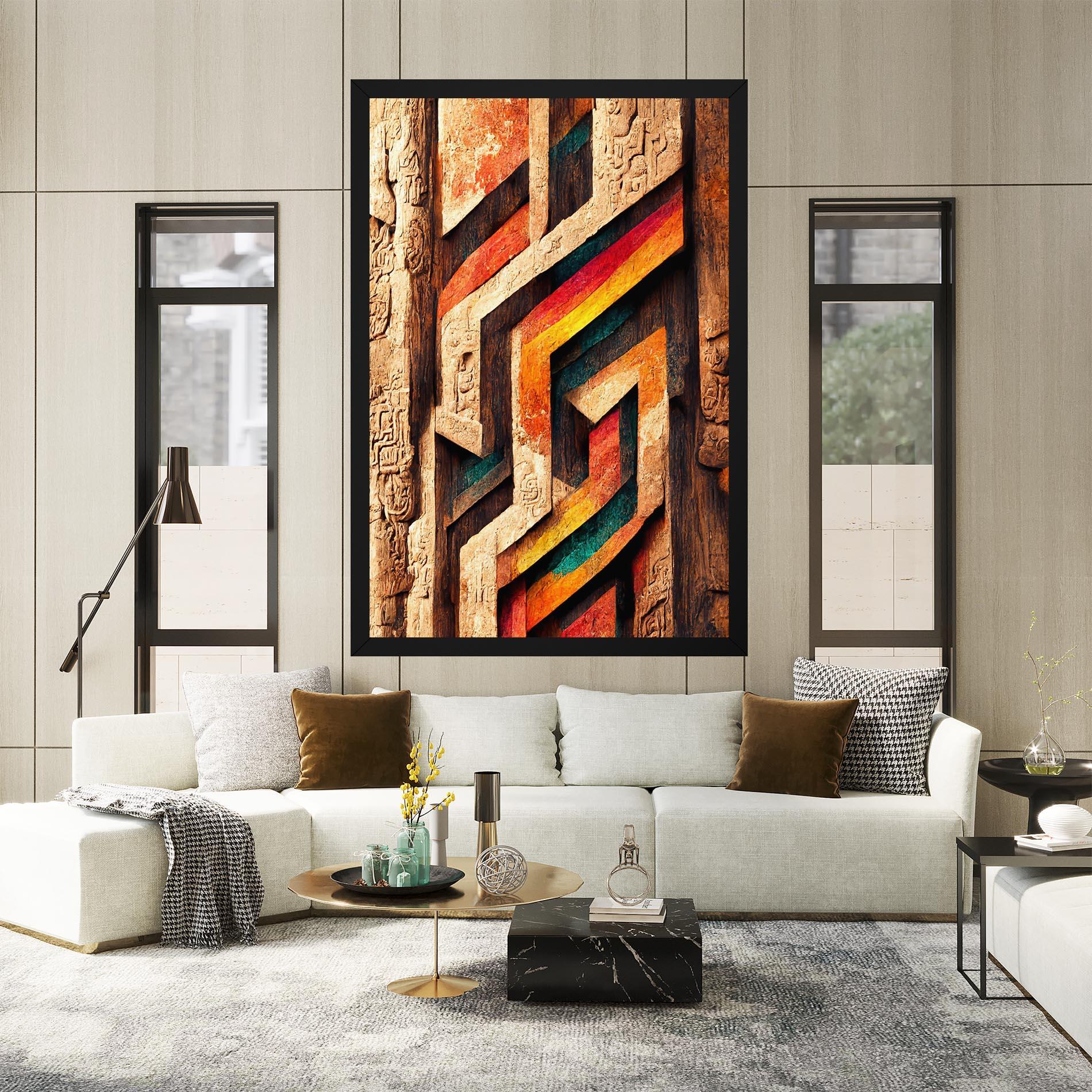 Vászonkép Mayan Style Wood mockup 2