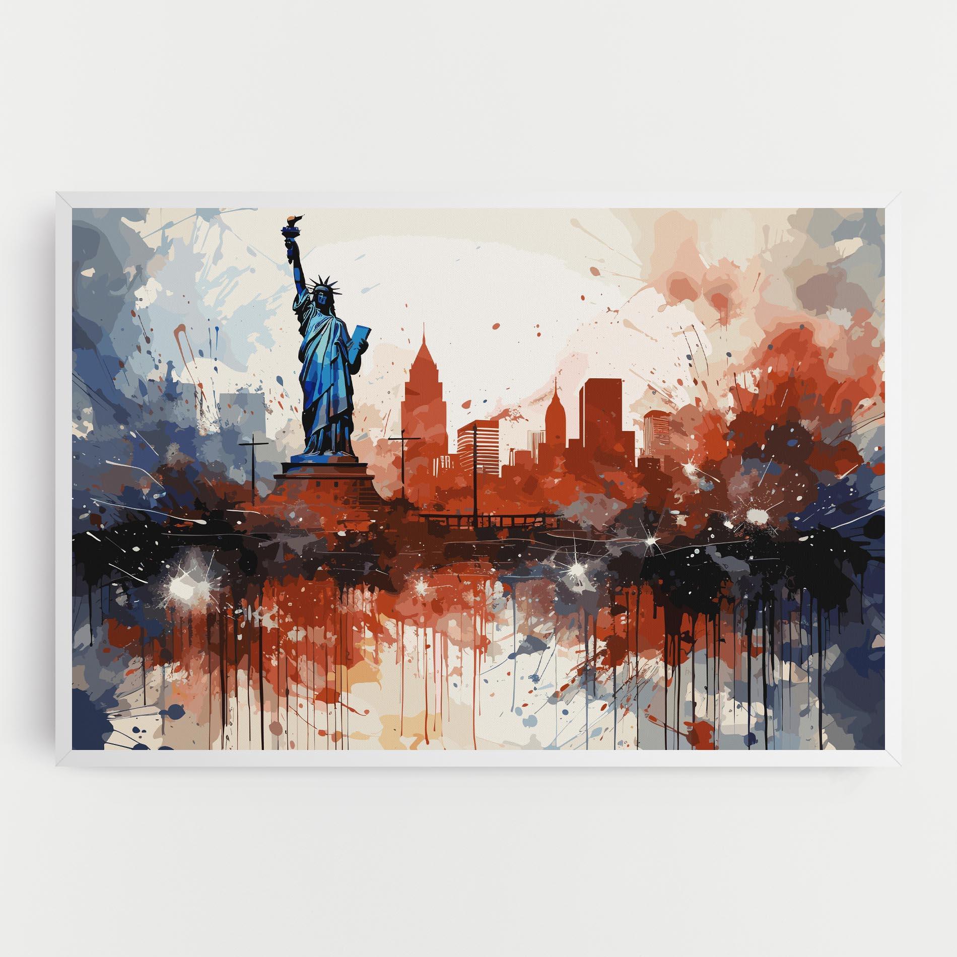 Vászonkép Red Blue Liberty Statue mockup 0