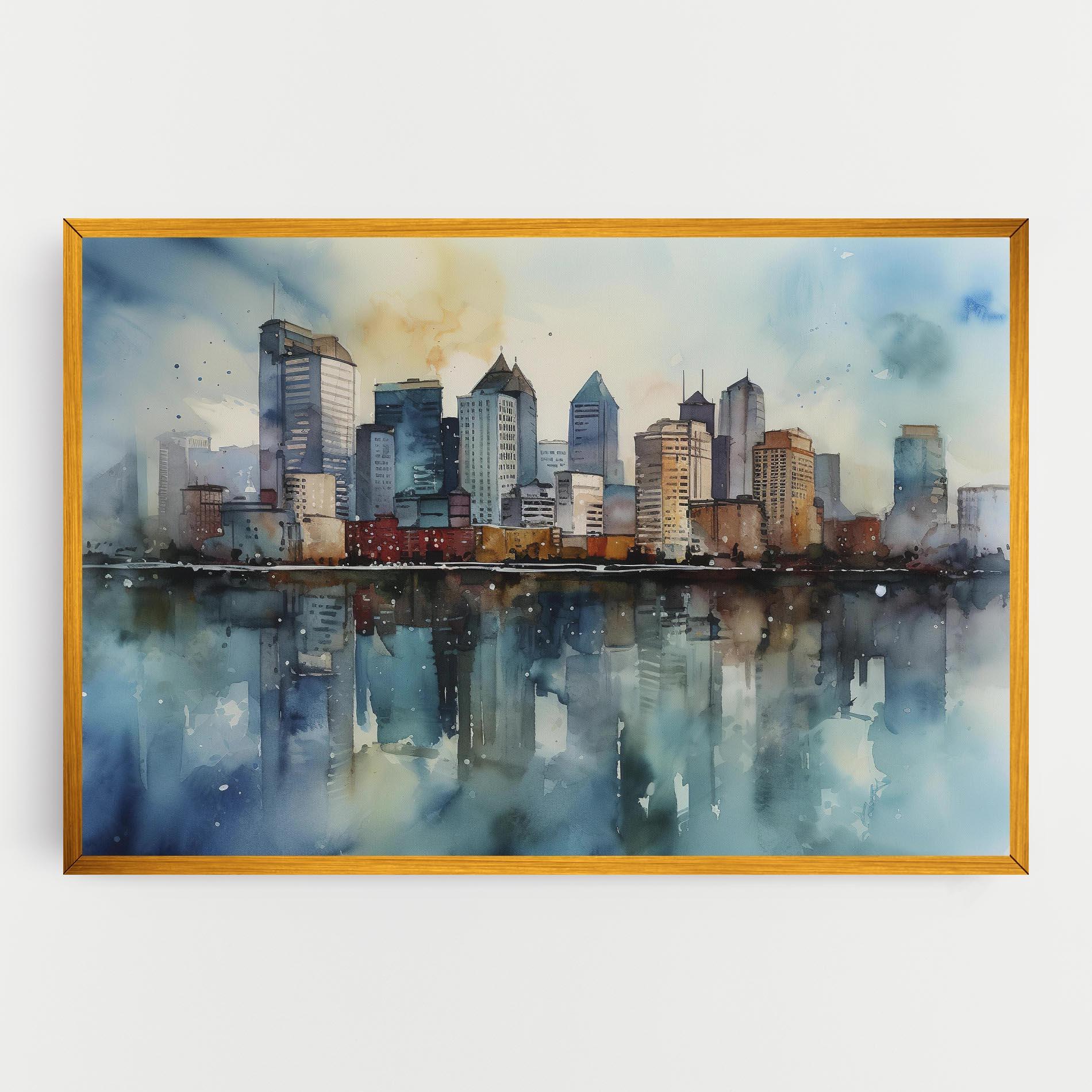 Vászonkép Watercolor City Skyline mockup 0