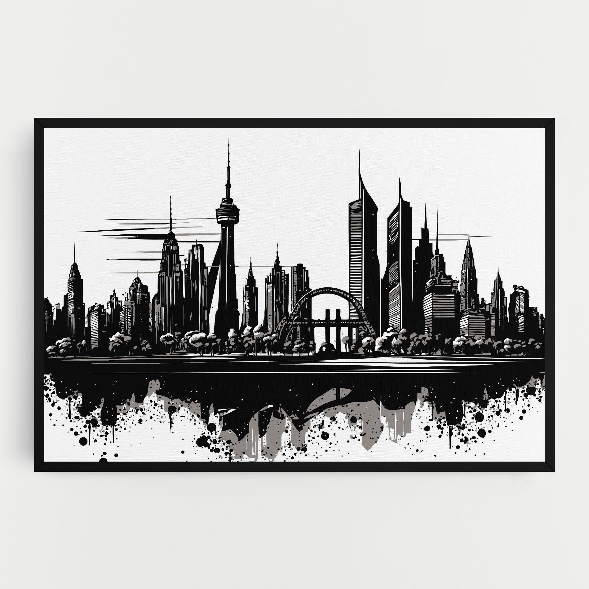 Vászonkép Black Ink City mockup 0