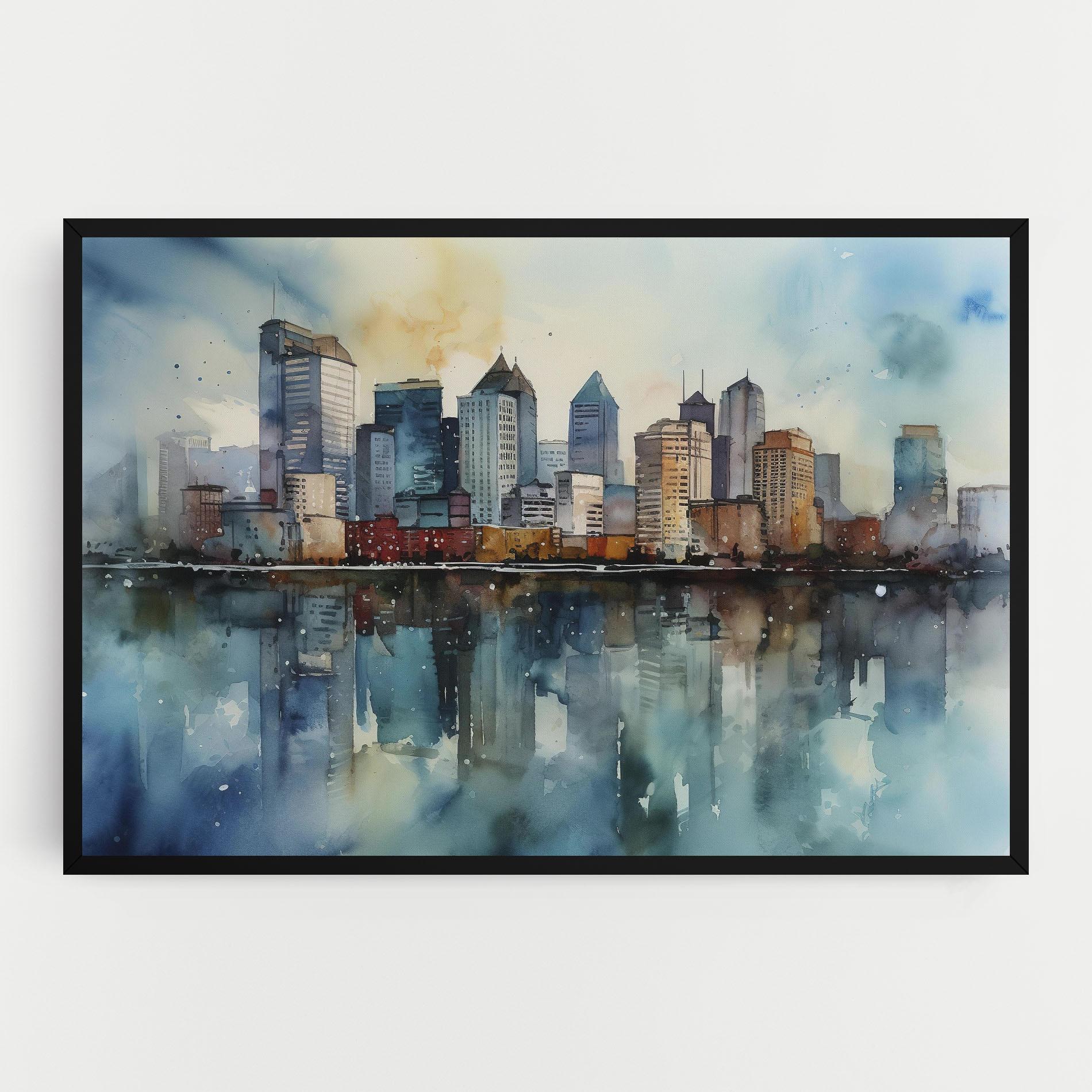 Vászonkép Watercolor City Skyline mockup 0