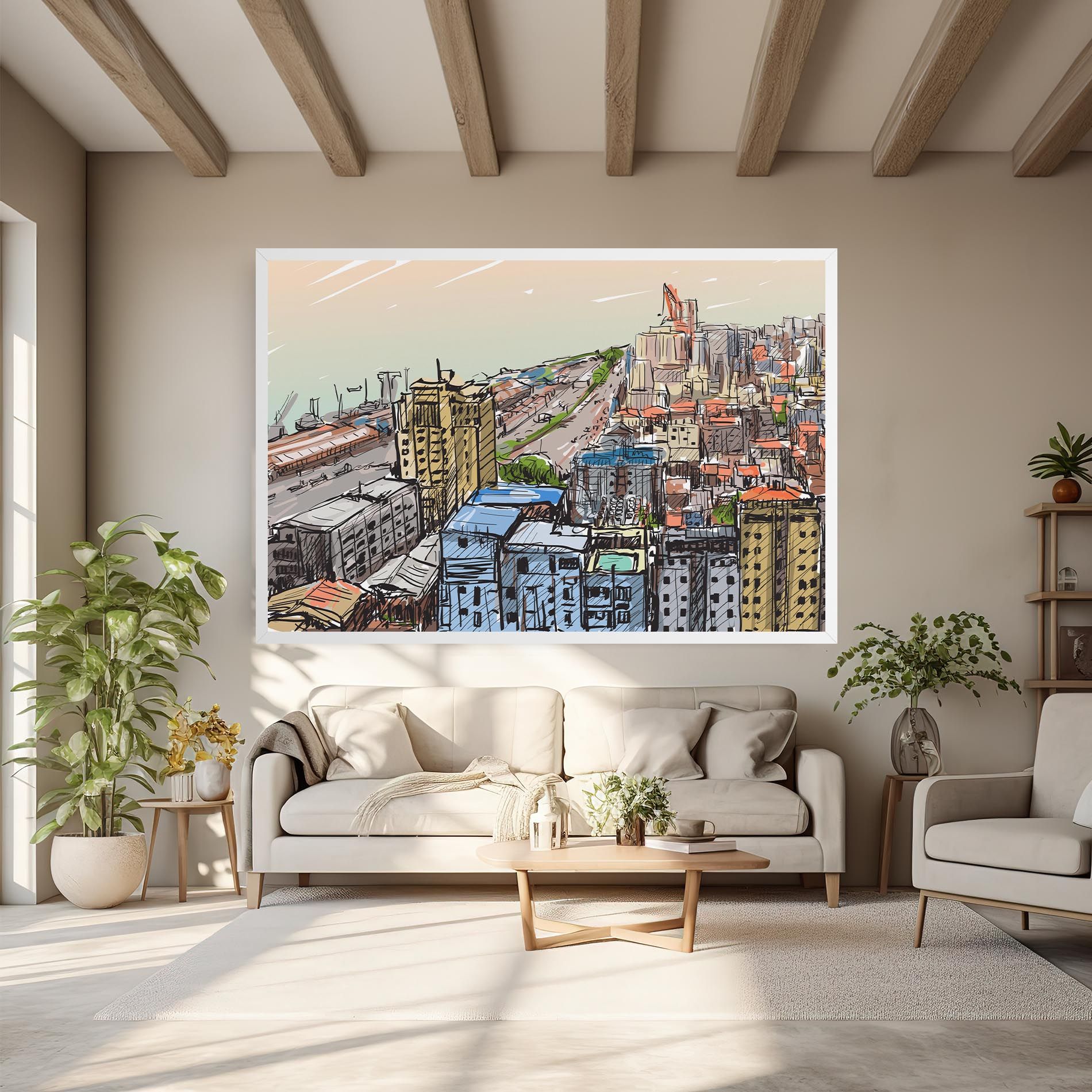 Colorful City Drawing mockup 6