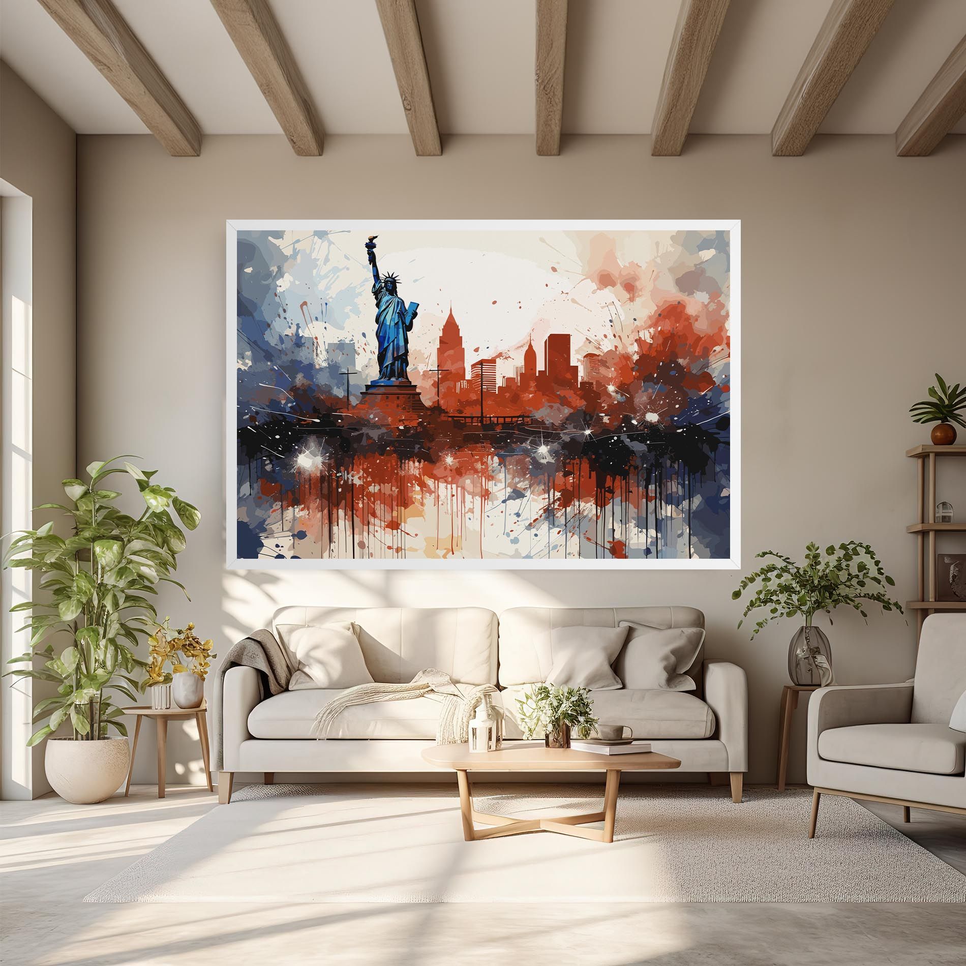 Red Blue Liberty Statue mockup 6