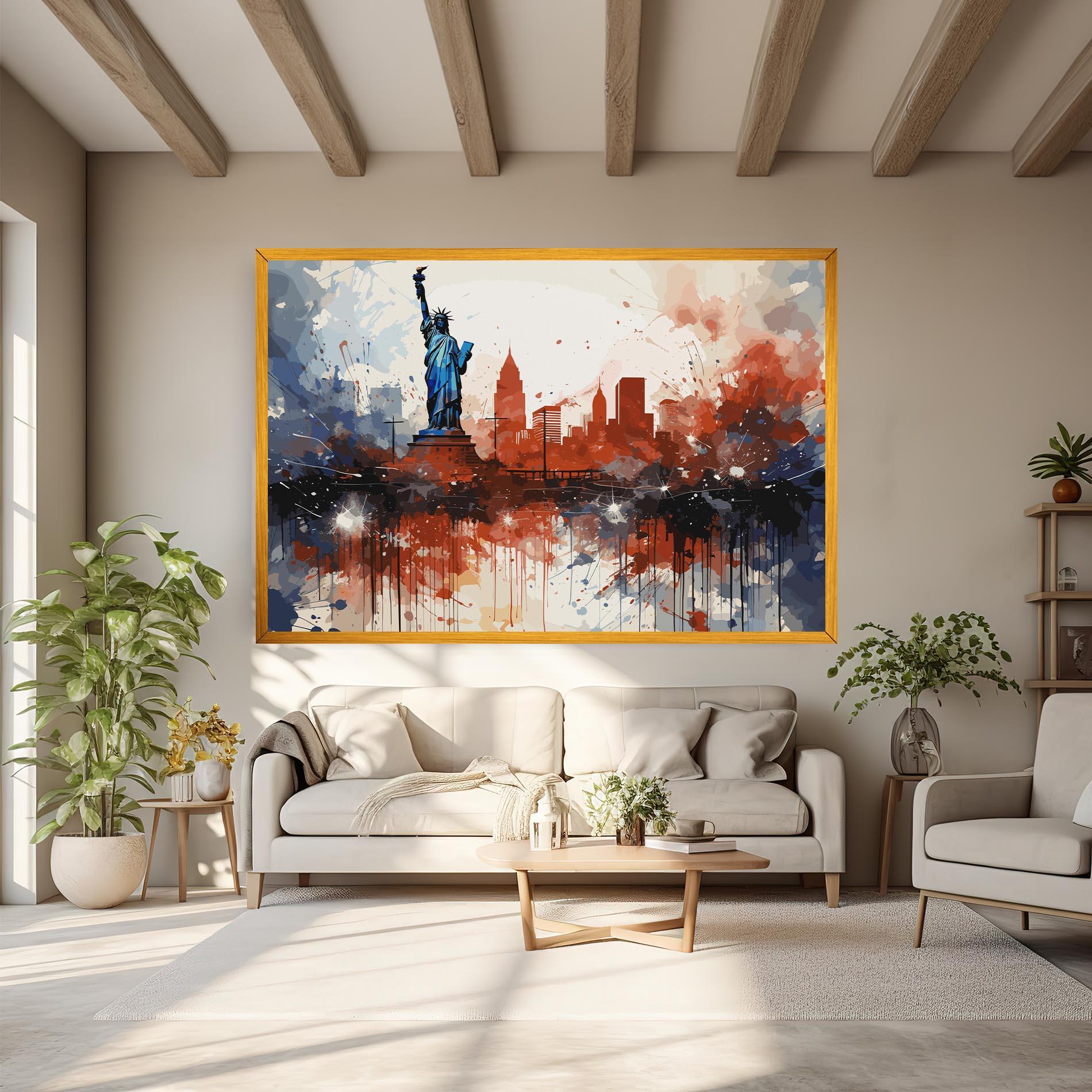 Vászonkép Red Blue Liberty Statue mockup 6