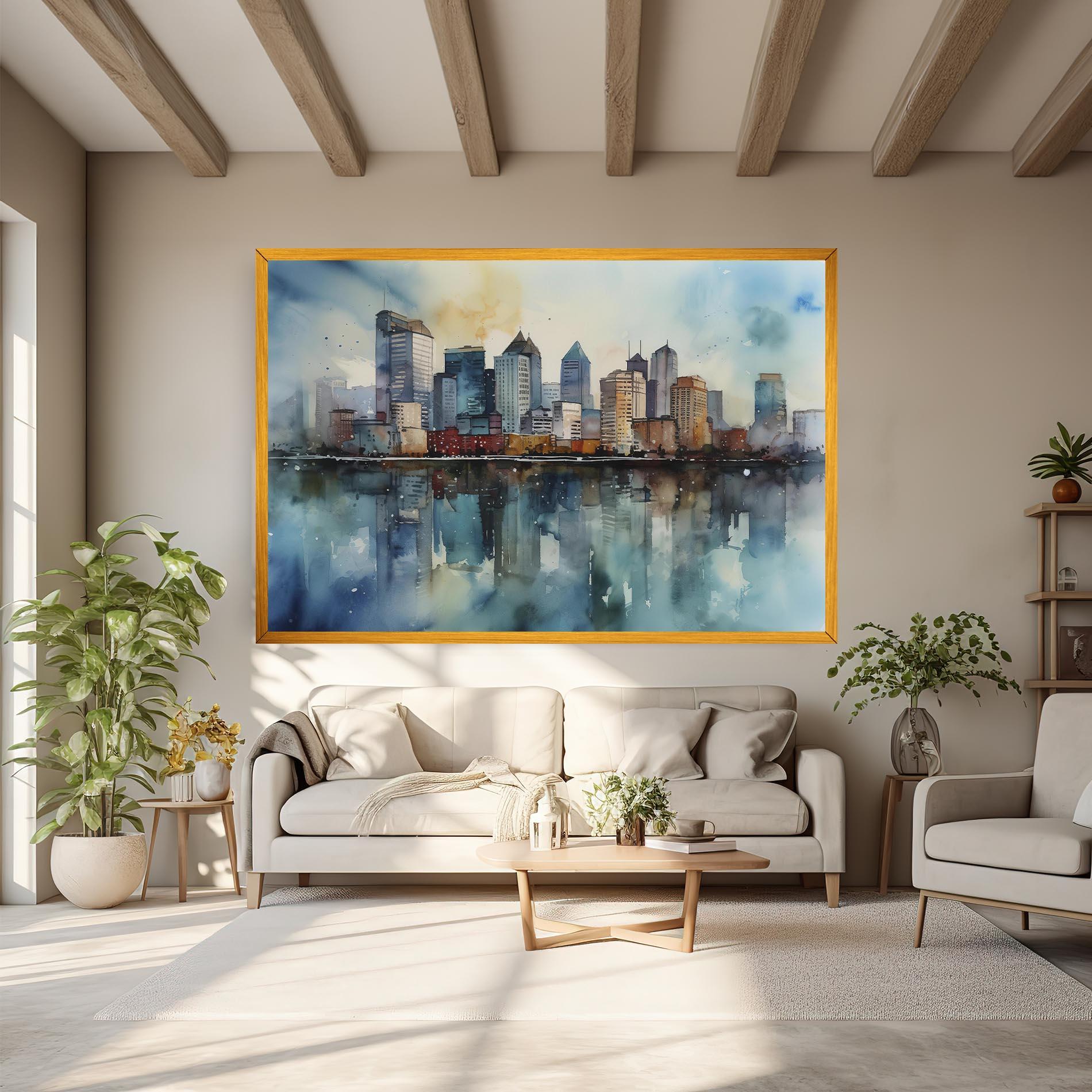 Vászonkép Watercolor City Skyline mockup 6