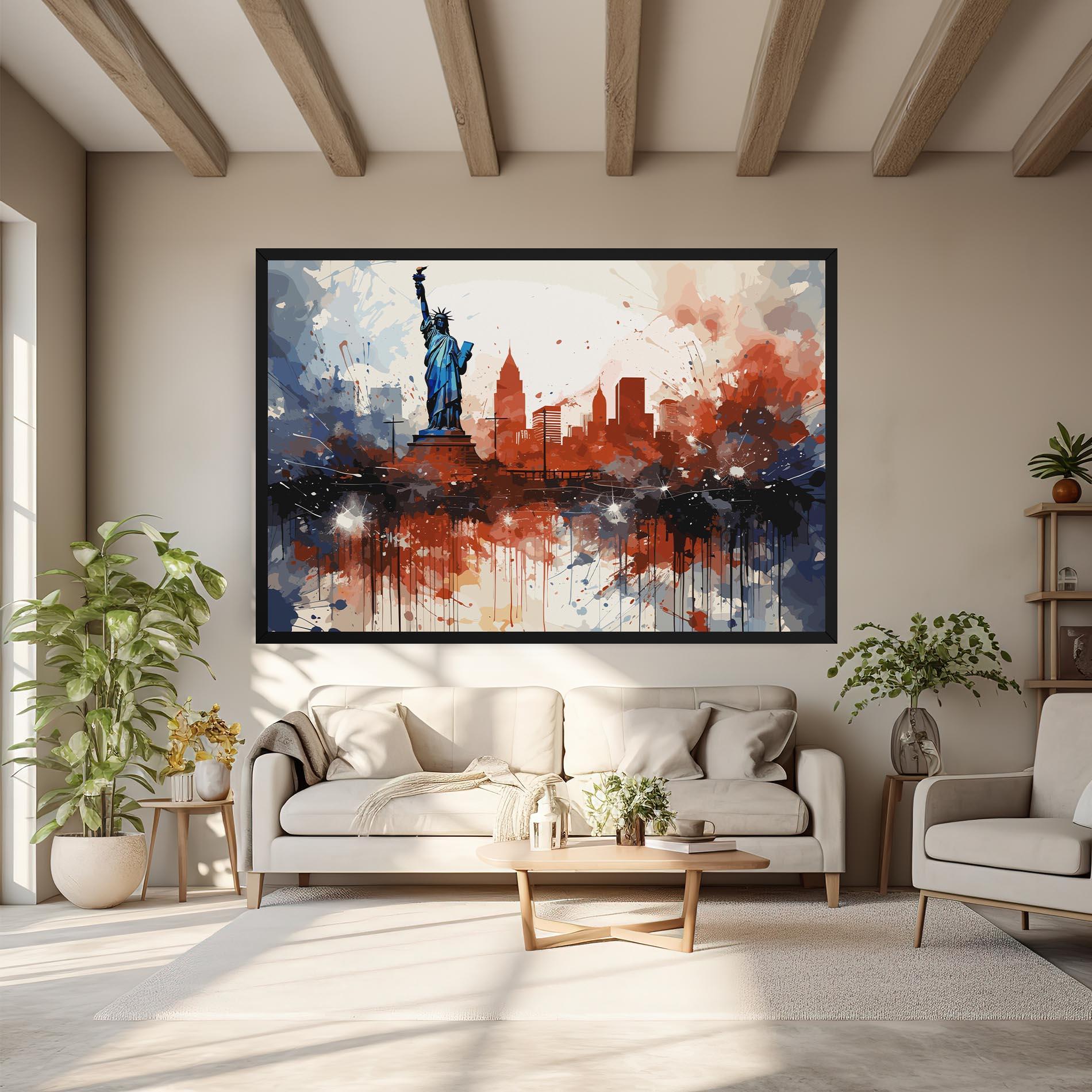 Vászonkép Red Blue Liberty Statue mockup 6