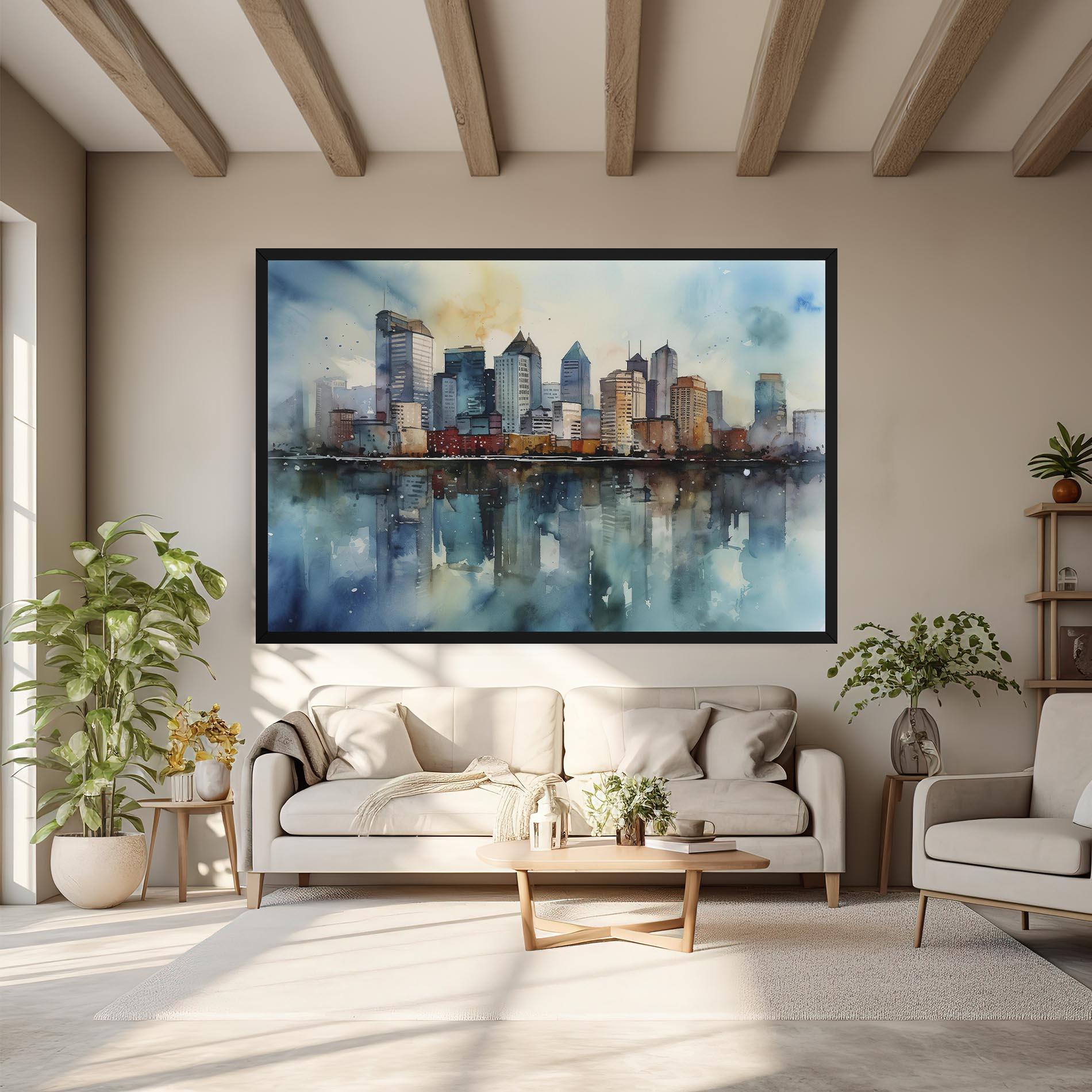 Vászonkép Watercolor City Skyline mockup 6