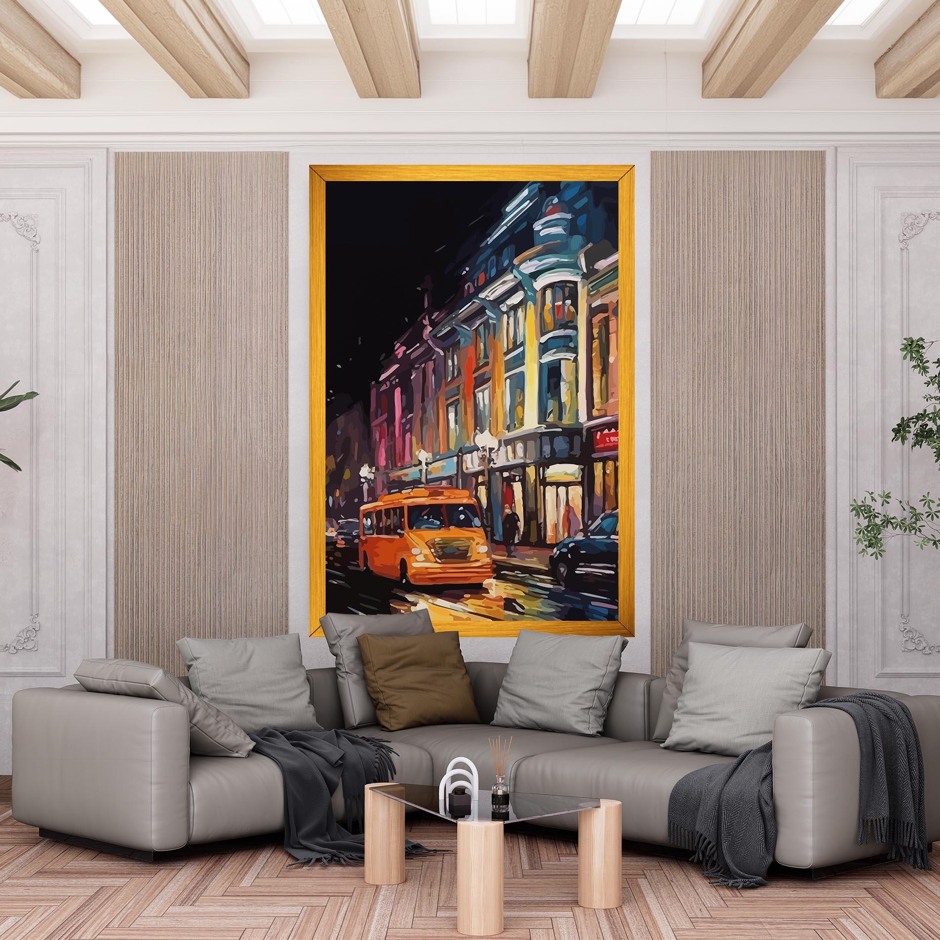 Vászonkép Yellow Car City Art mockup 6