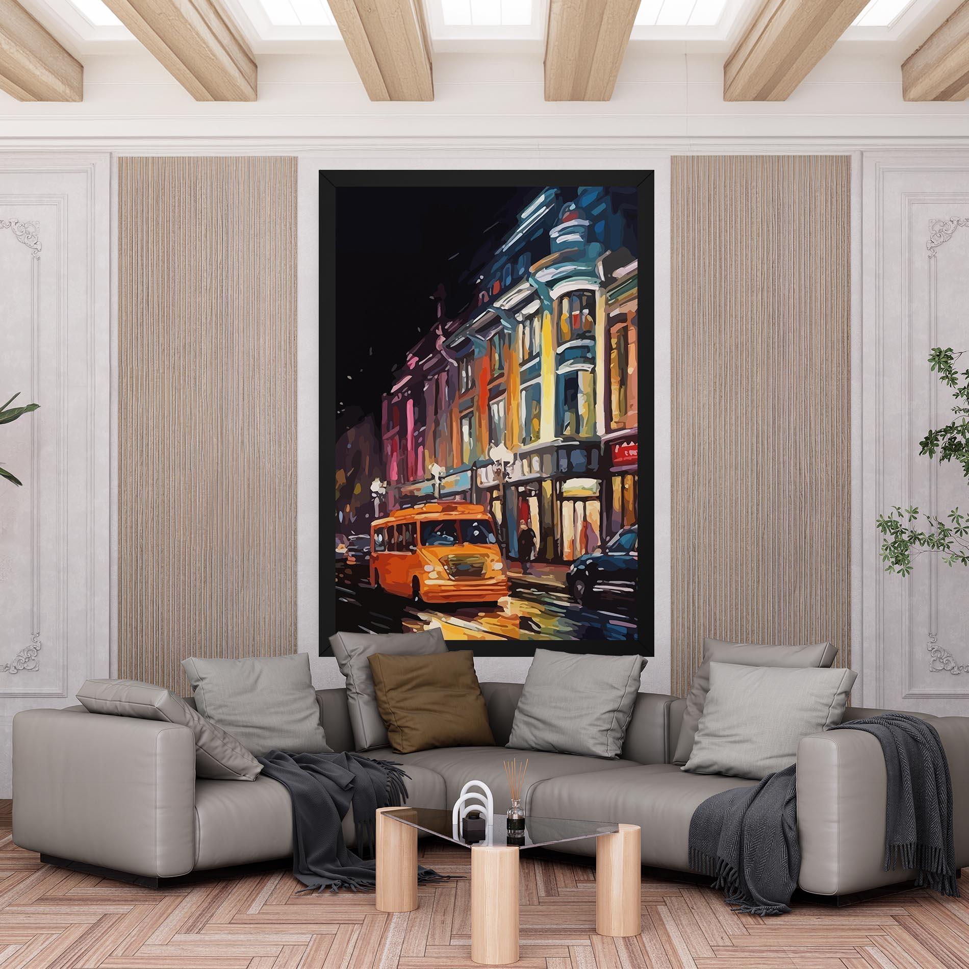 Vászonkép Yellow Car City Art mockup 6