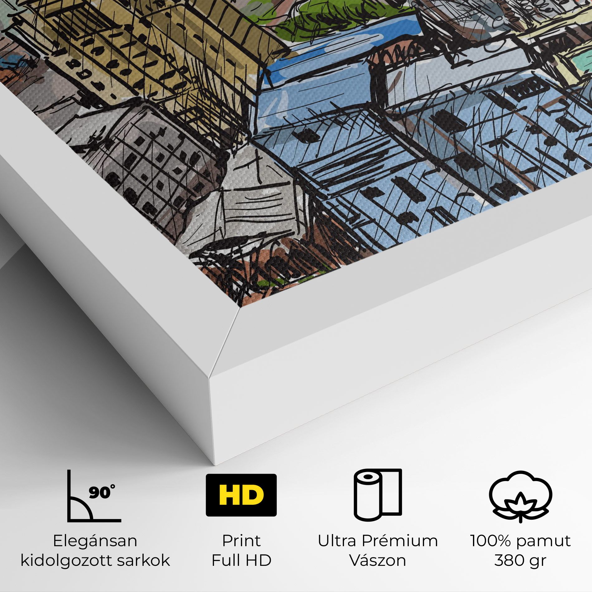 Colorful City Drawing mockup 4