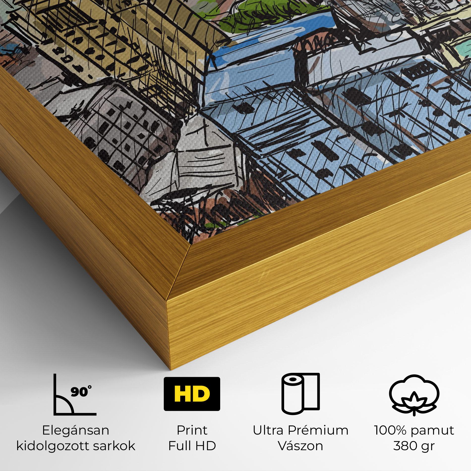 Vászonkép Colorful City Drawing mockup 4