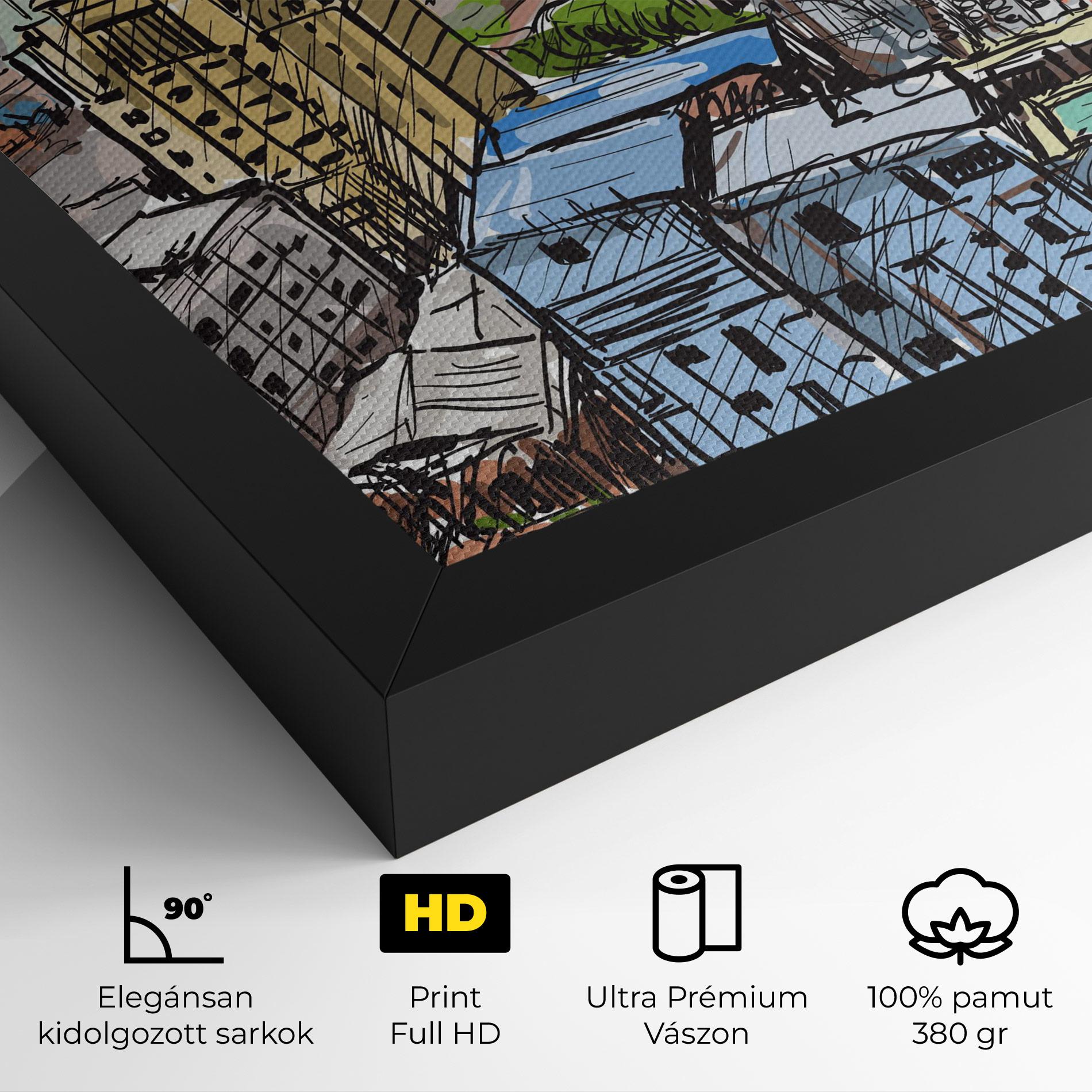 Vászonkép Colorful City Drawing mockup 4