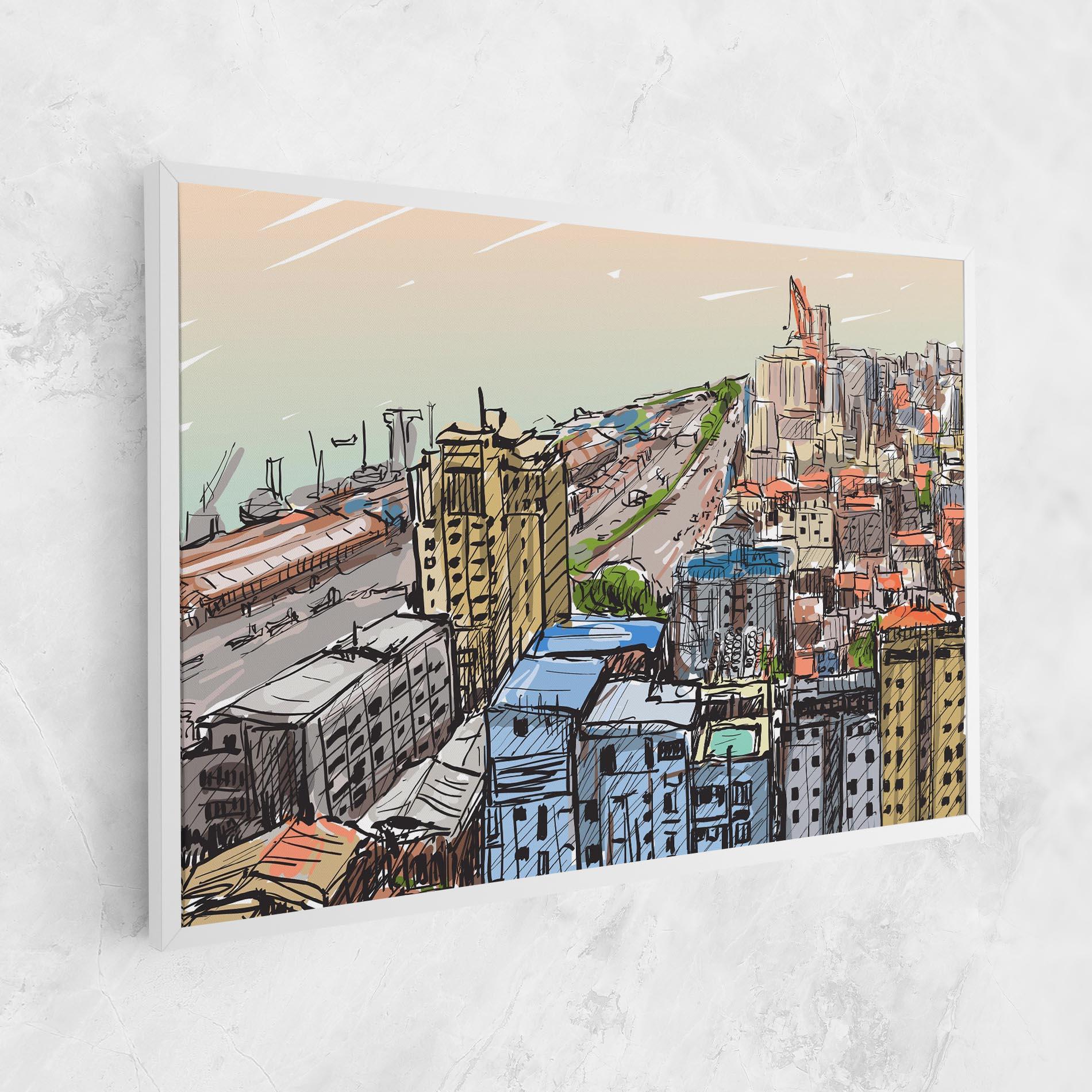 Vászonkép Colorful City Drawing mockup 1