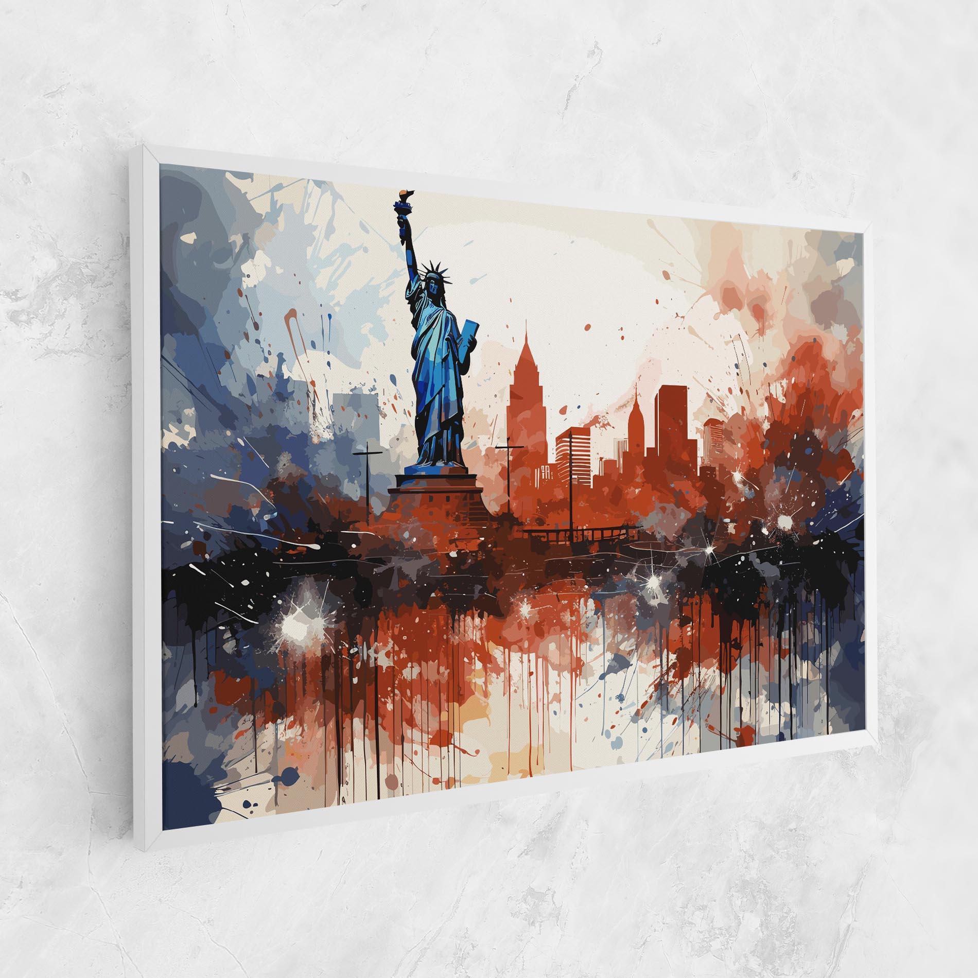 Vászonkép Red Blue Liberty Statue mockup 1