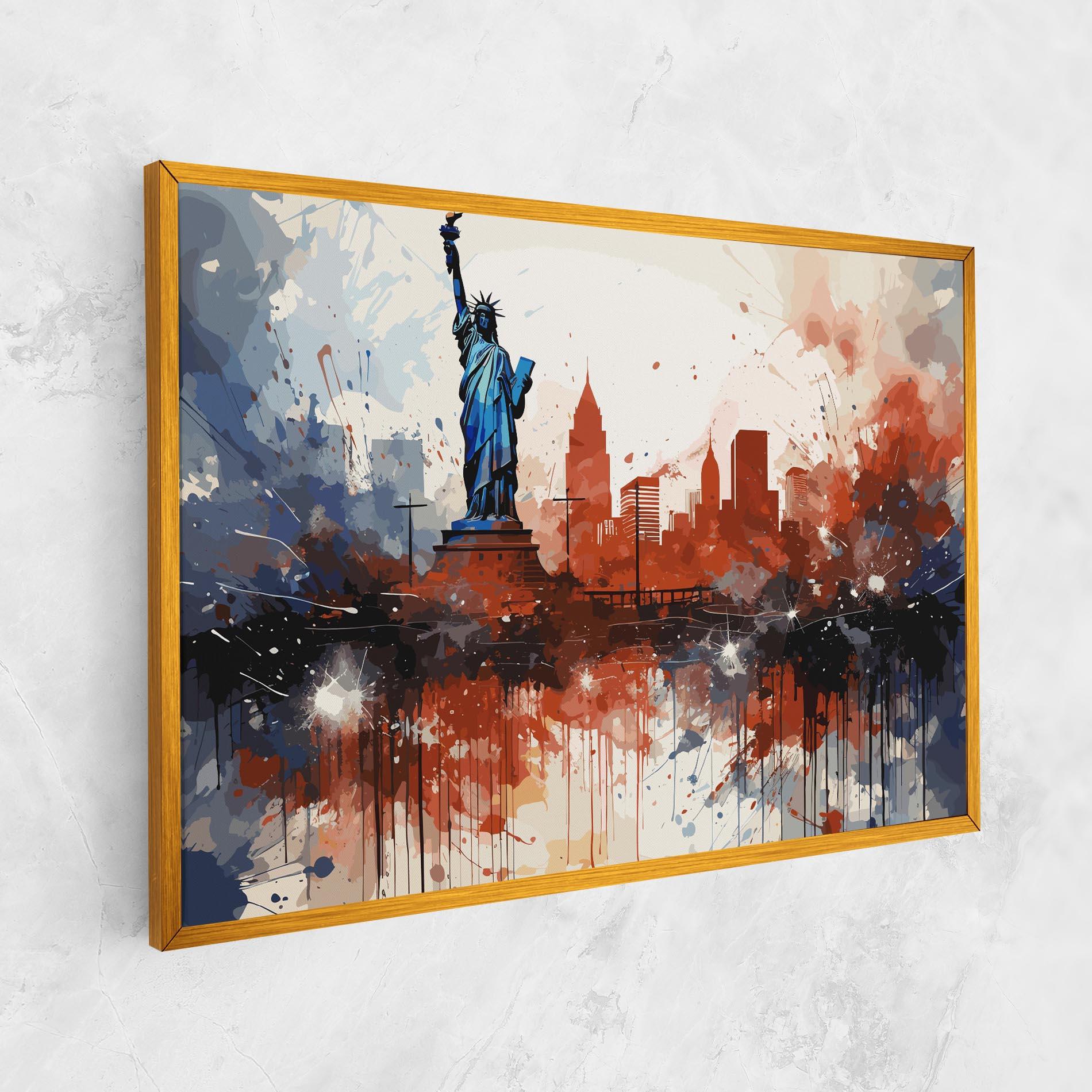 Vászonkép Red Blue Liberty Statue mockup 1