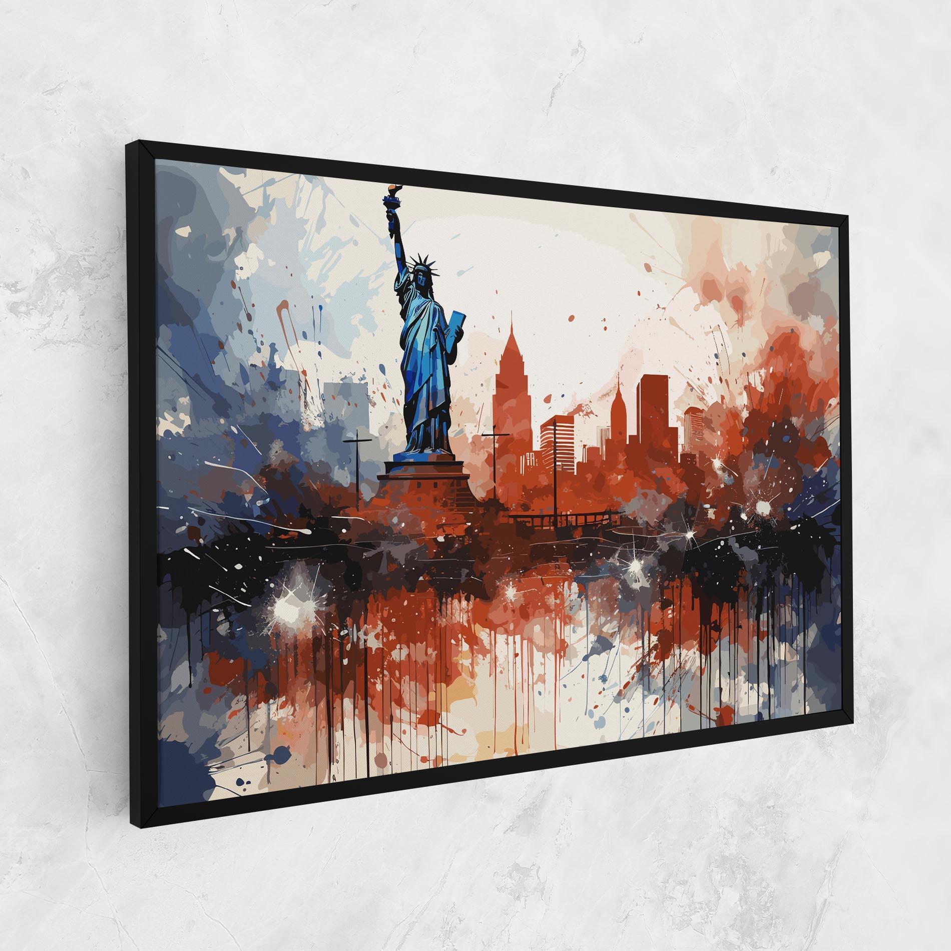 Vászonkép Red Blue Liberty Statue mockup 1