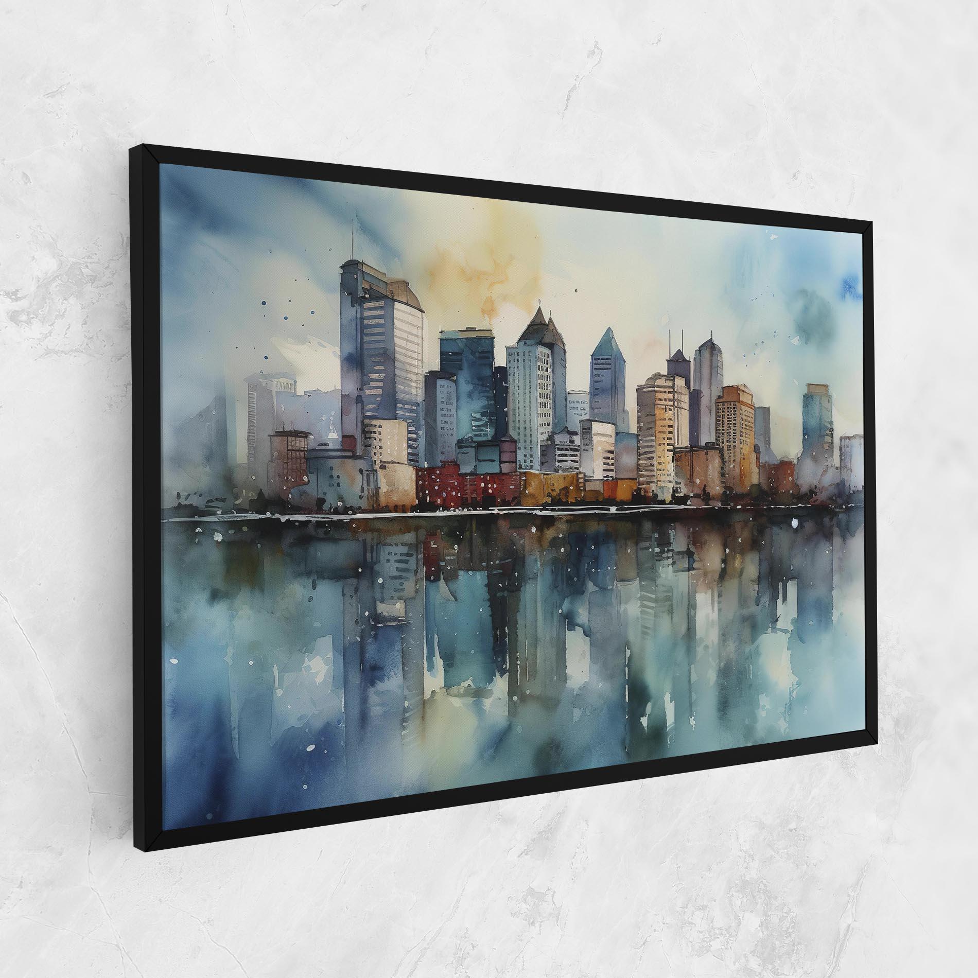 Vászonkép Watercolor City Skyline mockup 1